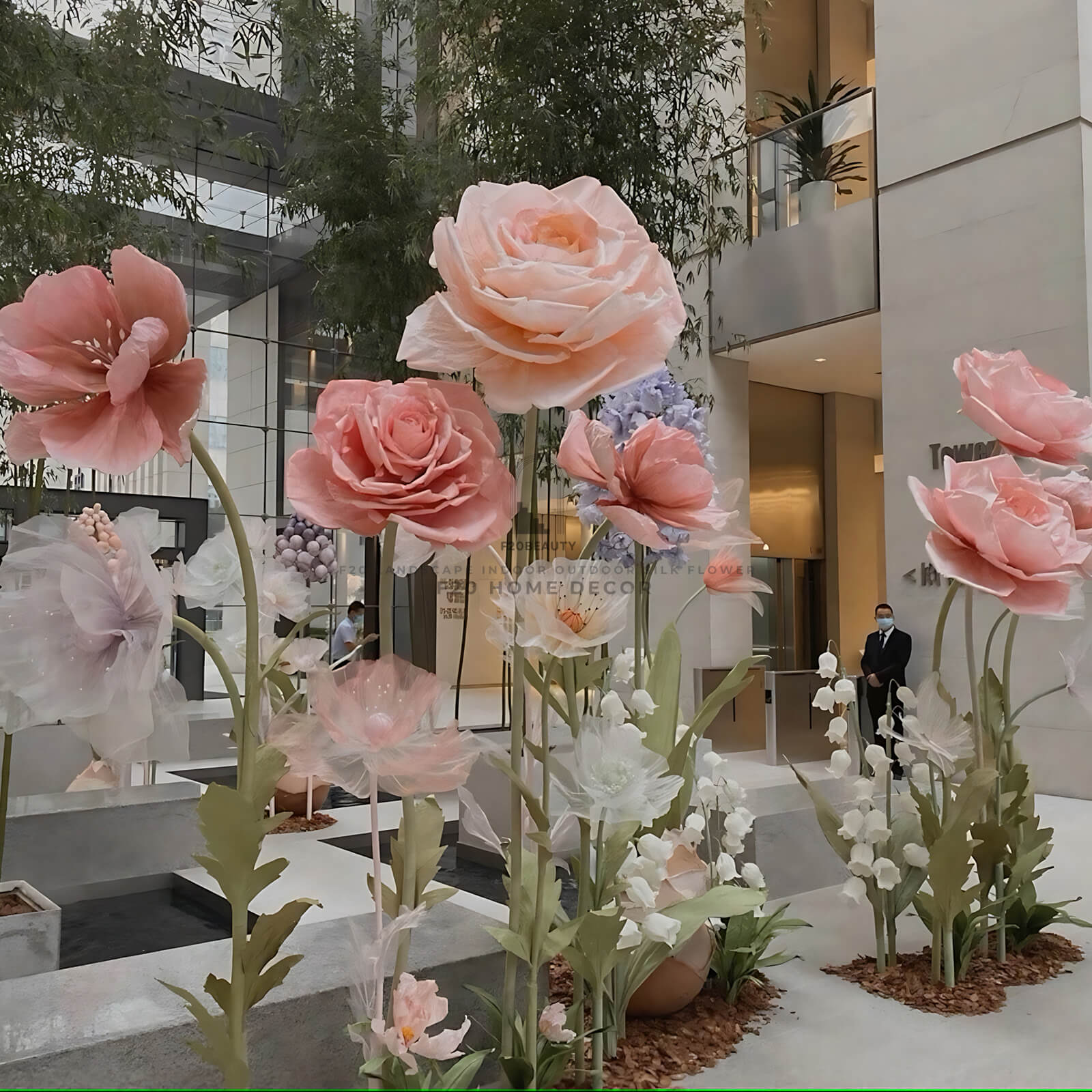 Thi công tiểu cảnh hoa giả loại lớn trang trí sự kiện lễ hội