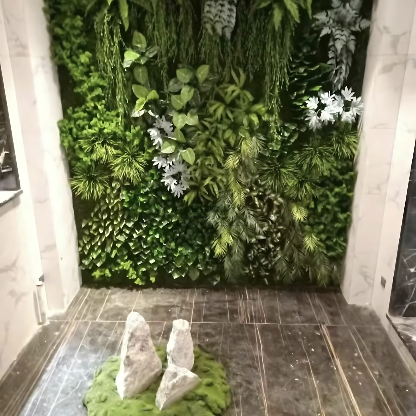 Thi công tường cây giả mix nhiều loại trang trí