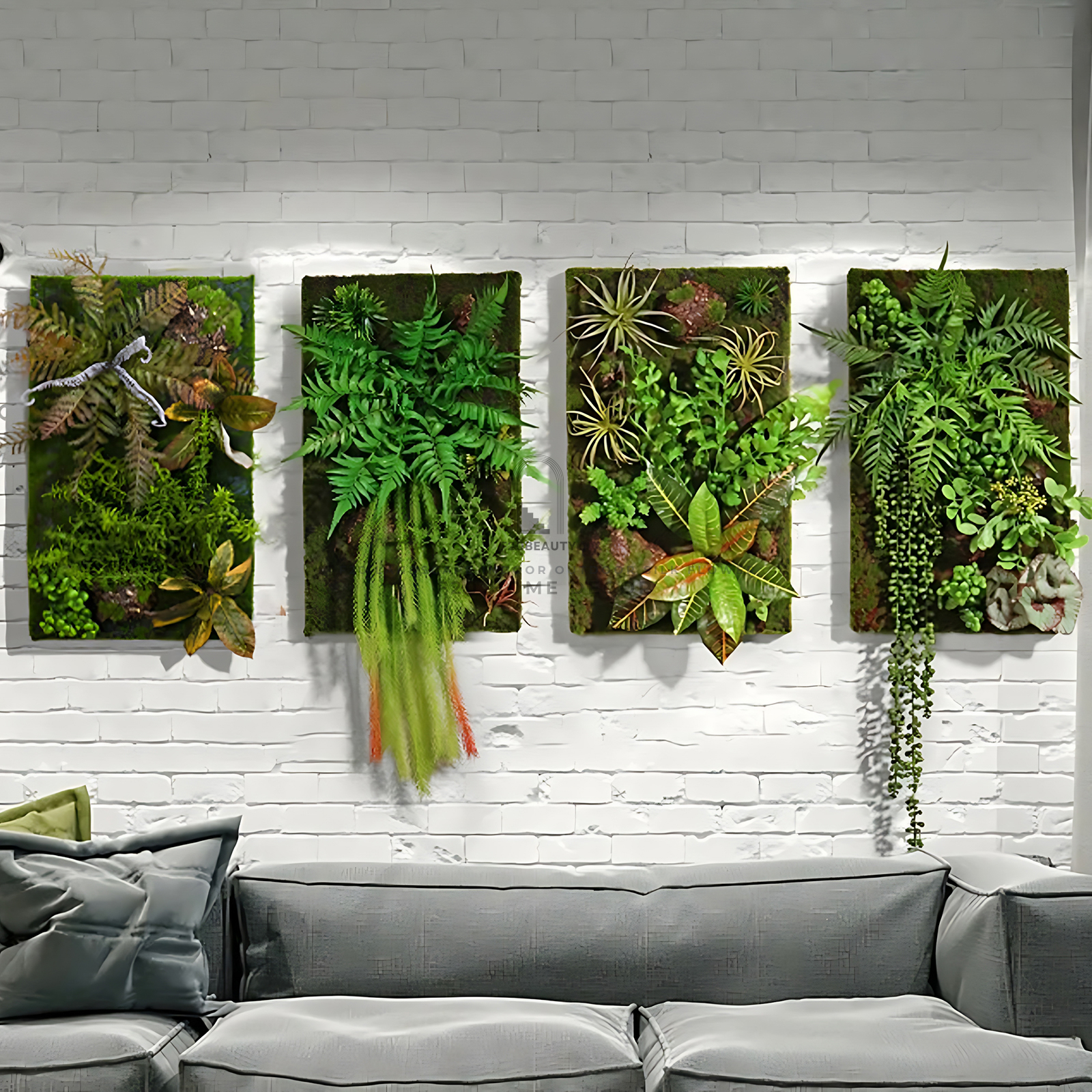 Tường cây giả mix dây rủ