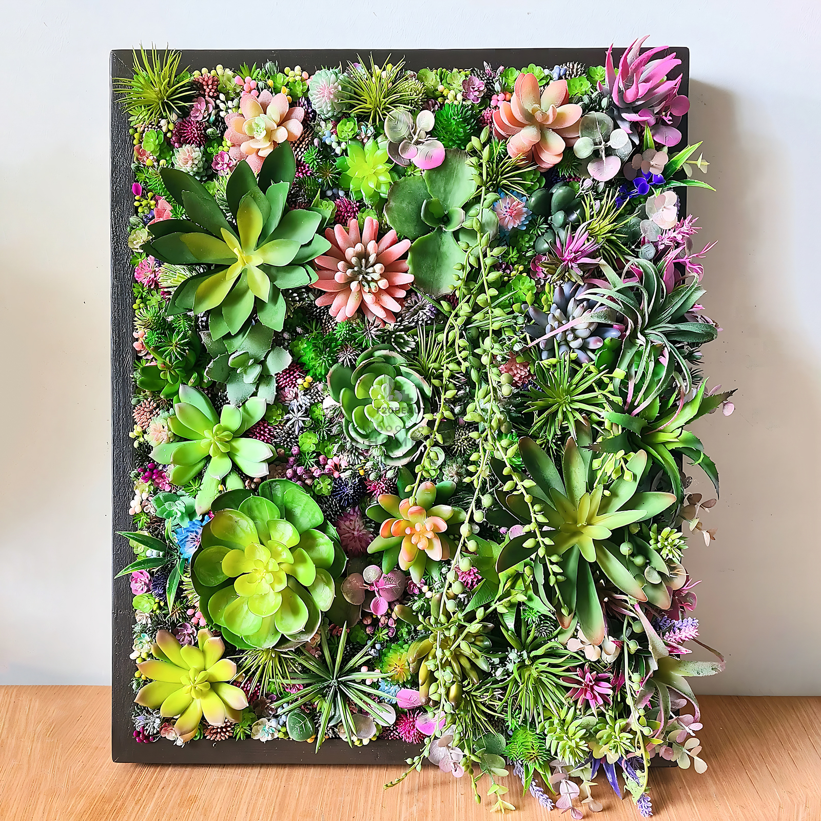 Tường cây giả sen đá mix các loại kết hợp đa dạng