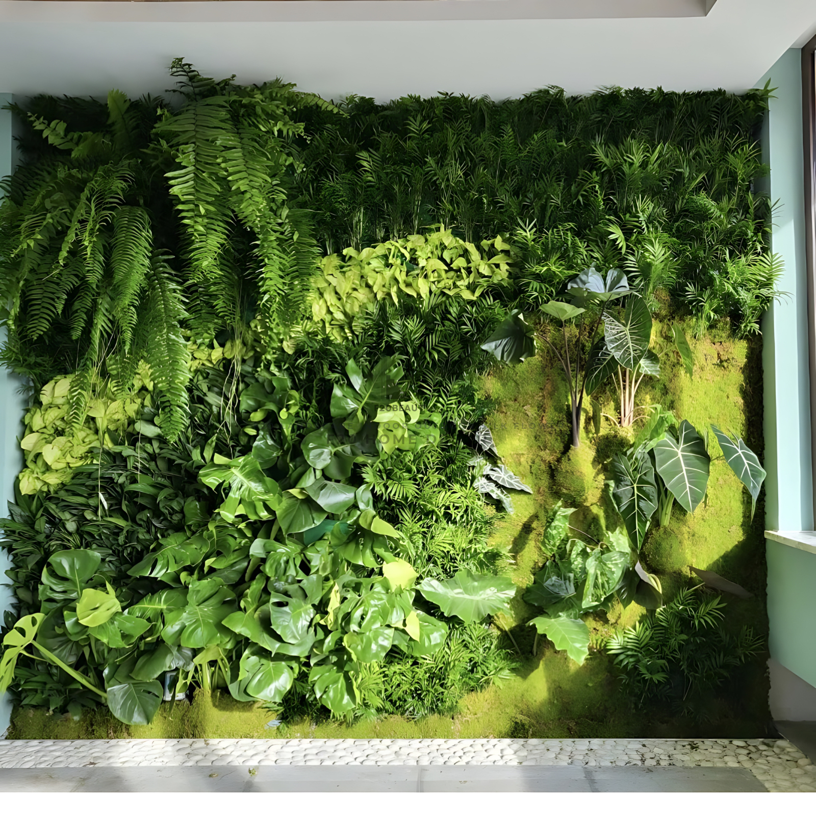 Tường cây giả thủy sinh mix nhiều loại tạo không gian thủy sinh tự nhiên