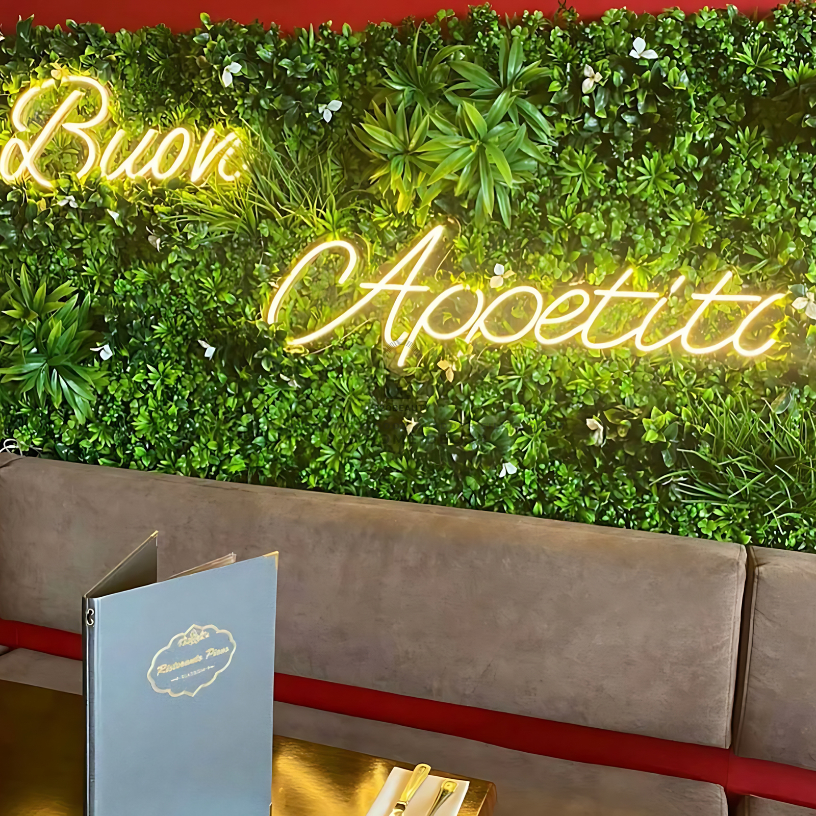 Tường cỏ trang trí kèm led đẹp như thật