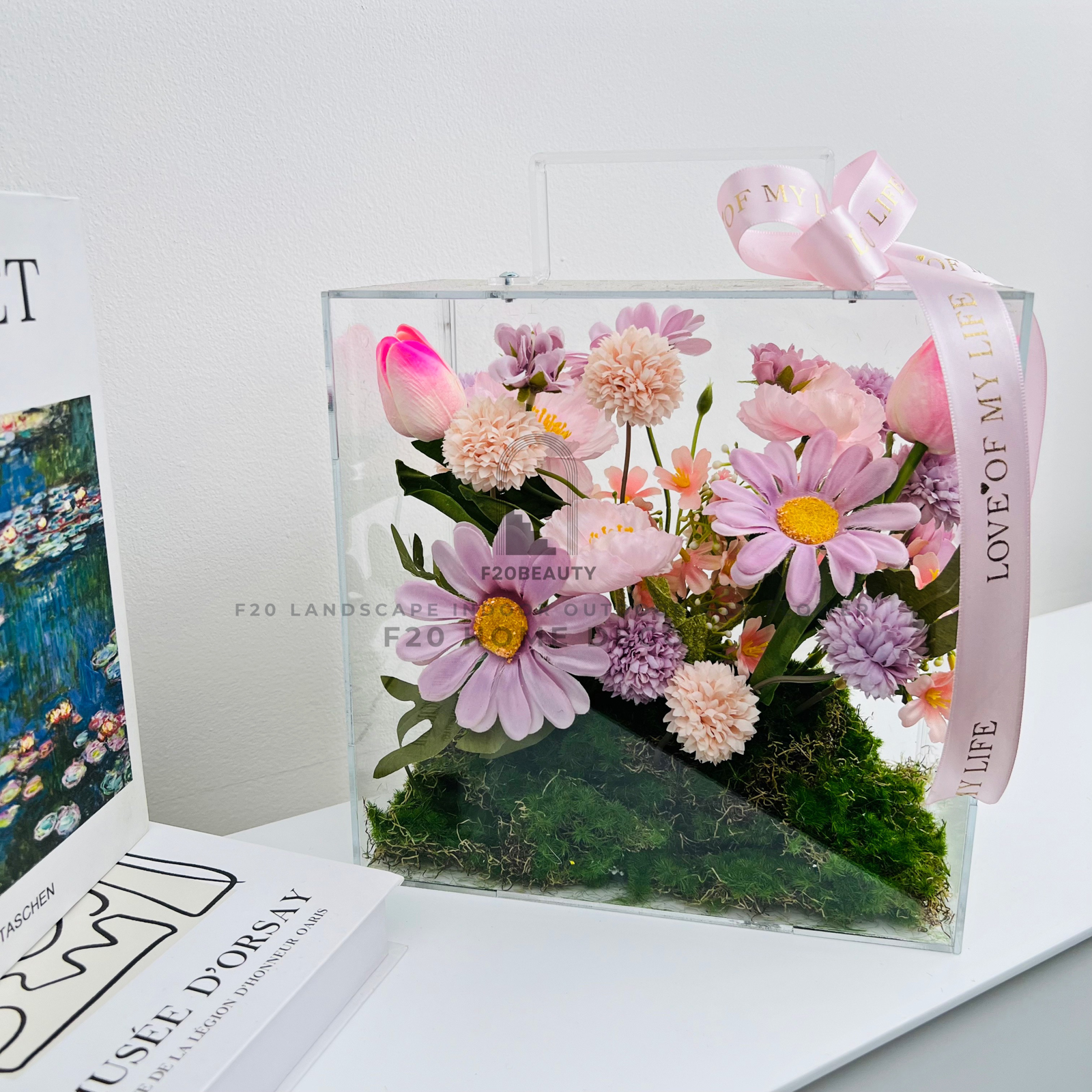 Vali hoa giả mica cắm sẵn nghệ thuật trong trang trí