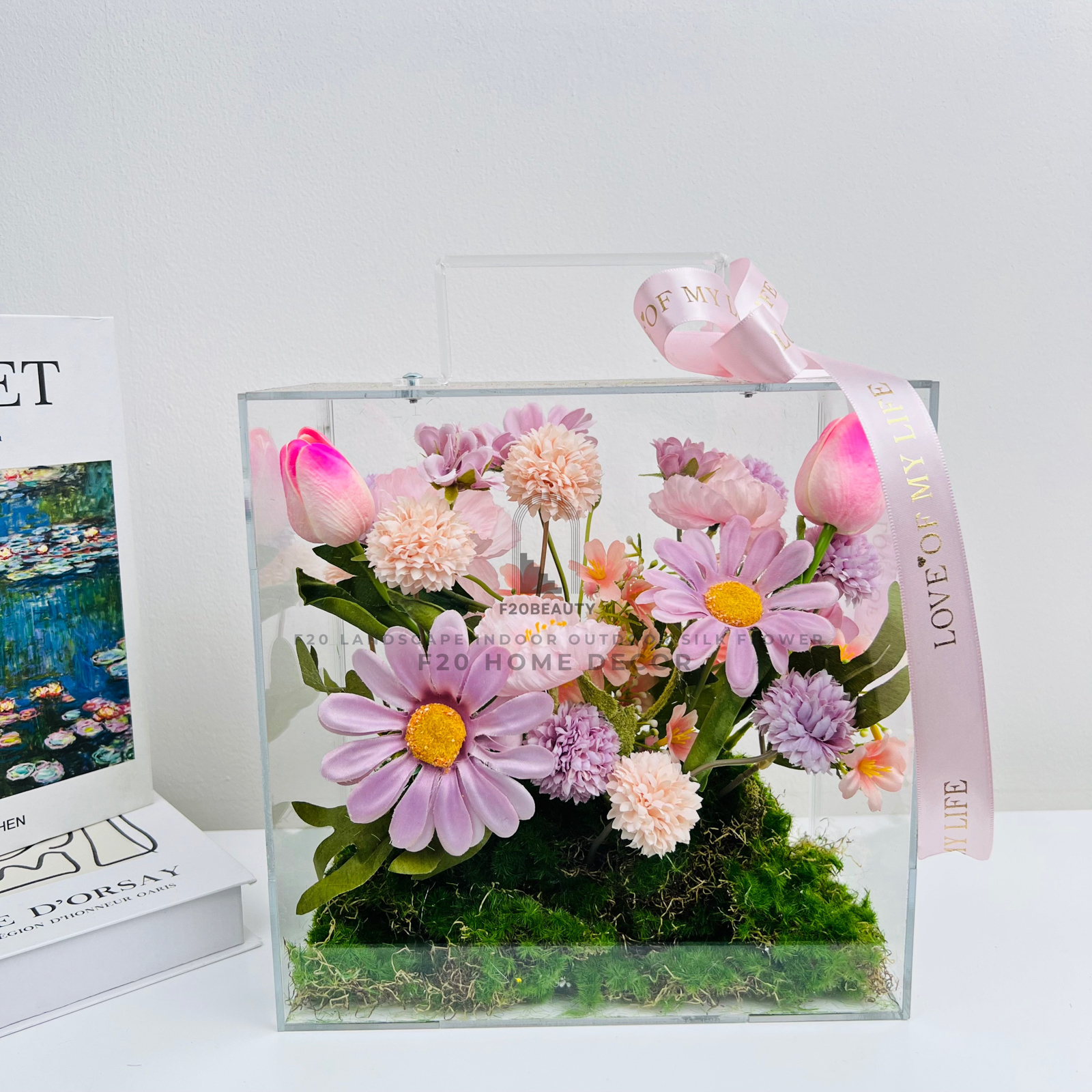 Vali hoa giả mica cắm sẵn