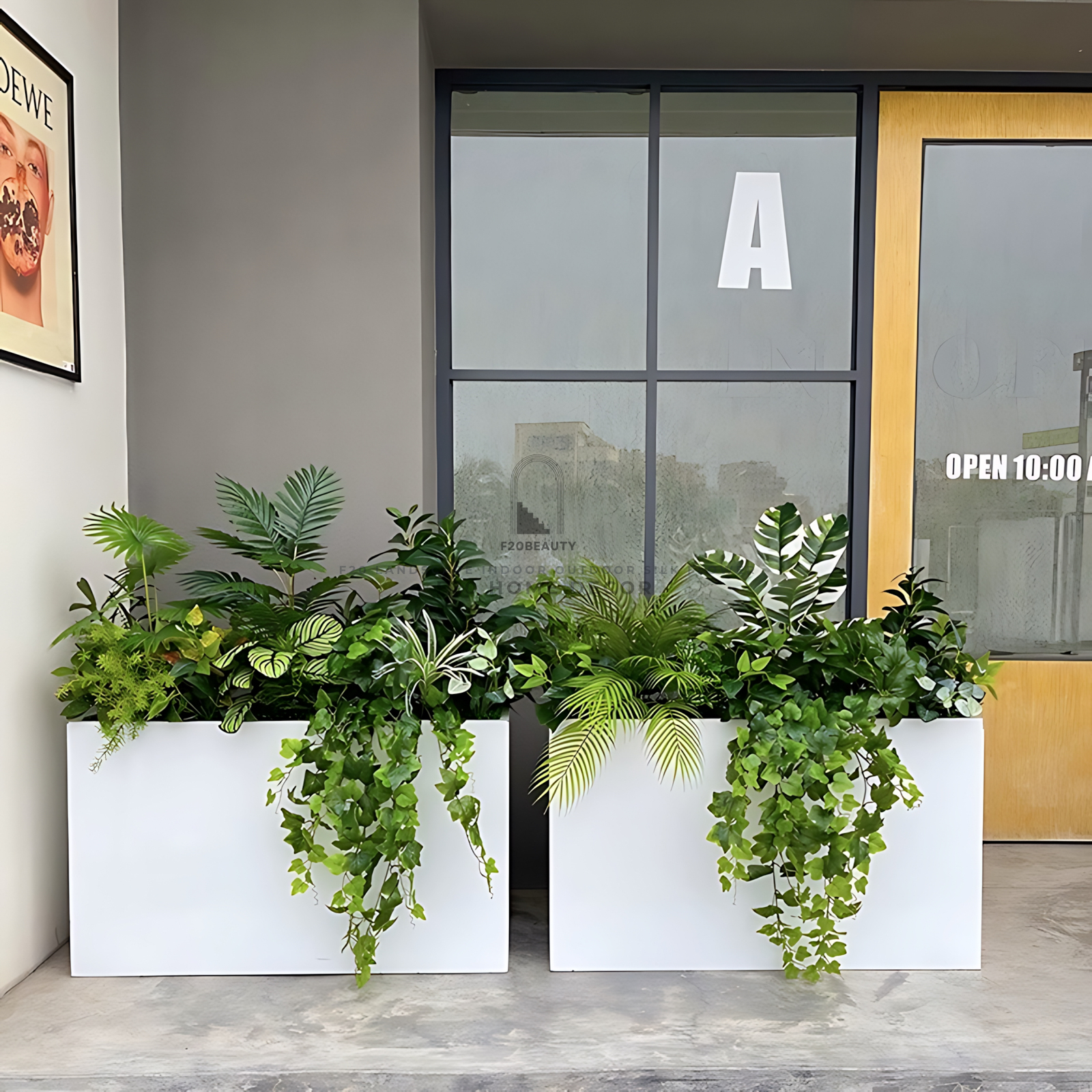 Bồn cây giả nhiệt đới điểm nhấn xanh cho cửa hàng của bạn