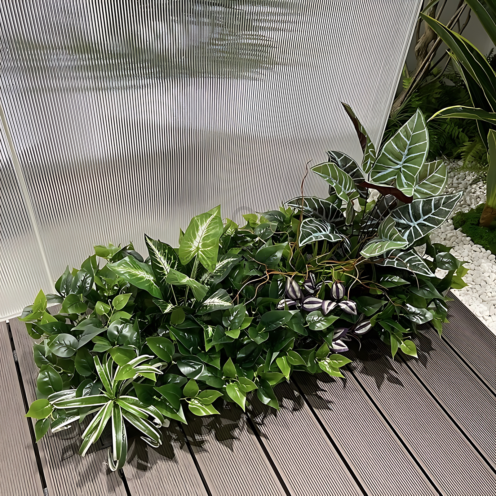 Bục cây giả nhiệt đới trang trí cửa hàng quán cafe tropical thu hút sự chú ý của khách hàng
