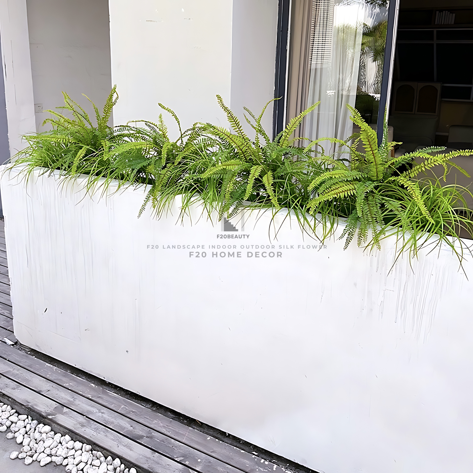 Hộp cây dương xỉ trang trí quán cafe văn phòng tạo điểm nhấn nổi bật