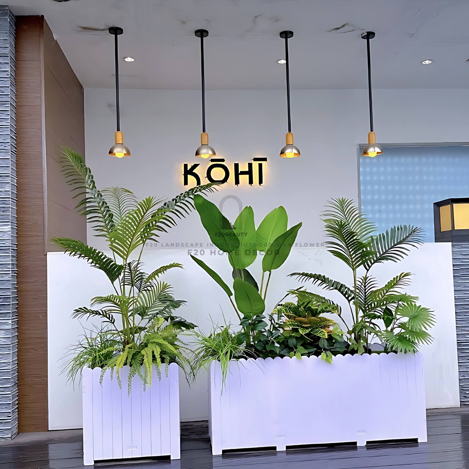 Hộp cây giả trang trí nhà hàng, khách sạn phong cách nhiệt đới mang sự tươi mới cho không gian