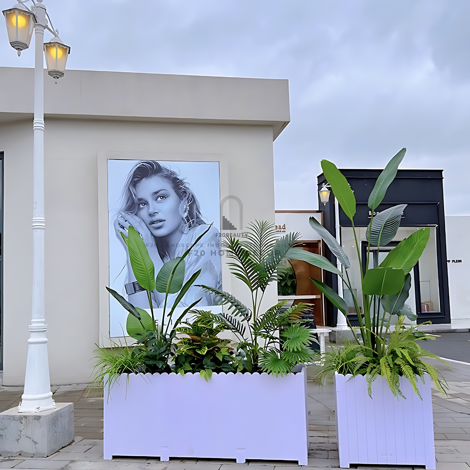 Hộp cây giả trang trí nhà hàng, khách sạn phong cách nhiệt đới