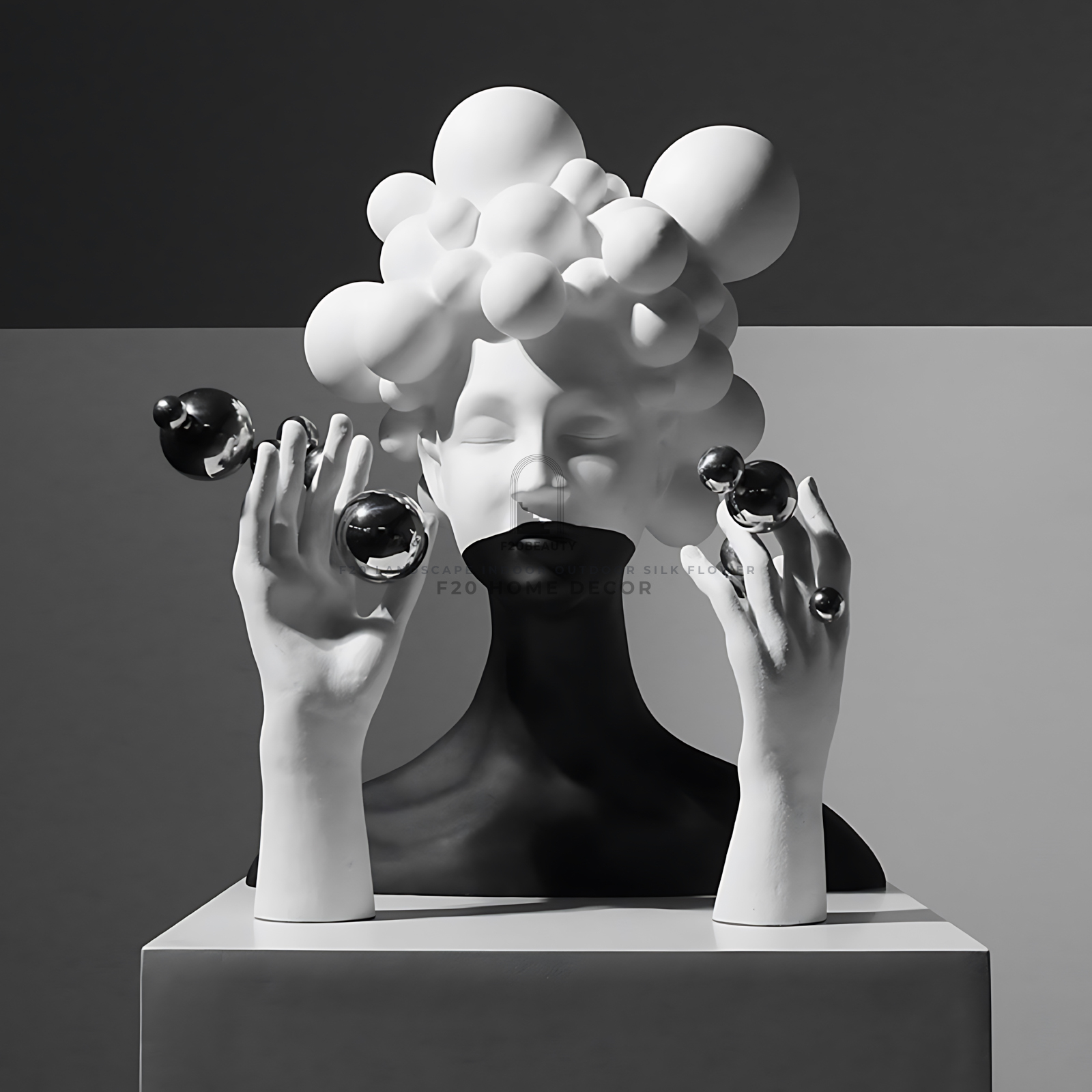 Hình ảnh tượng nghệ thuật cô gái đầu mây đen trắng