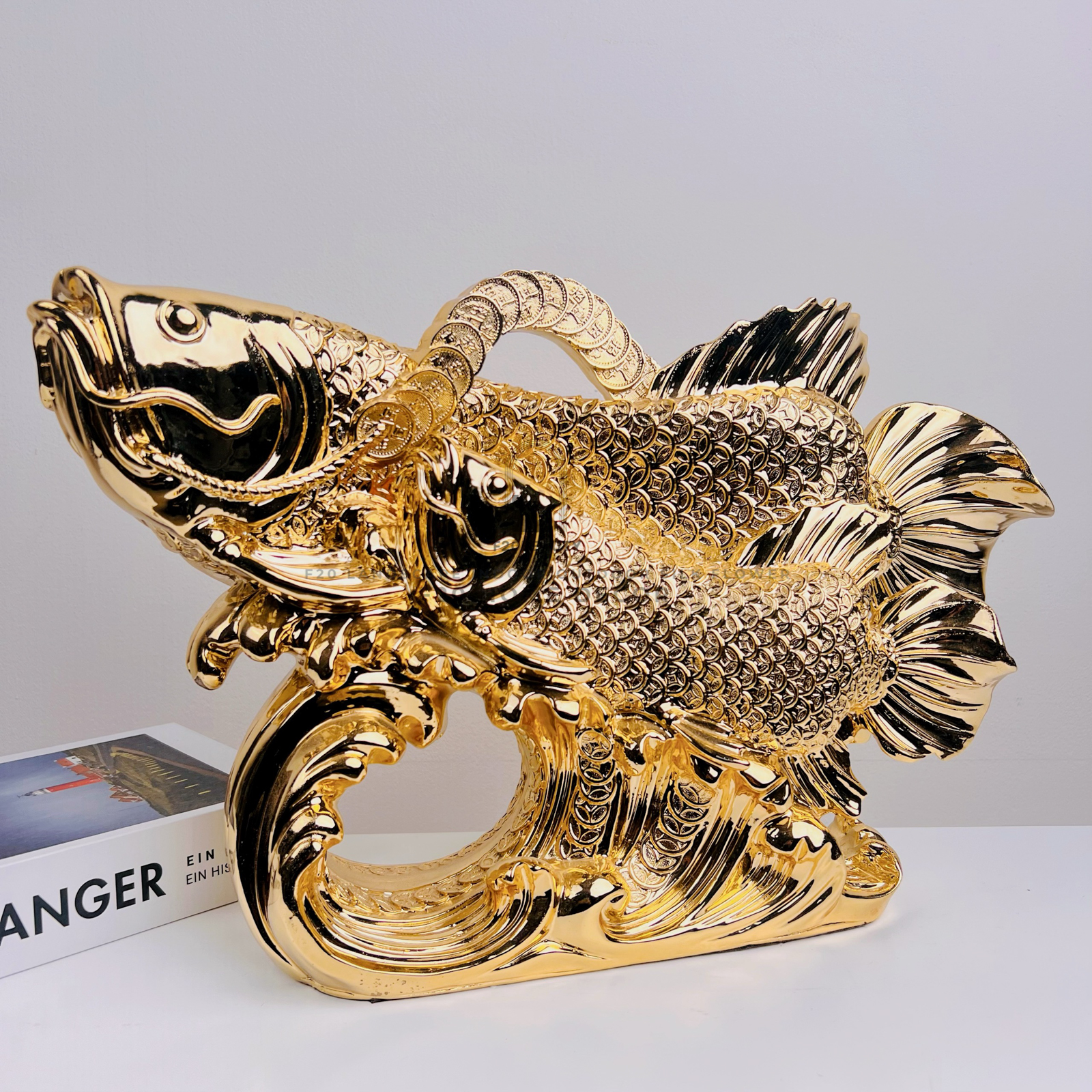 Tượng Cá Hải Tượng mạ vàng phong thủy