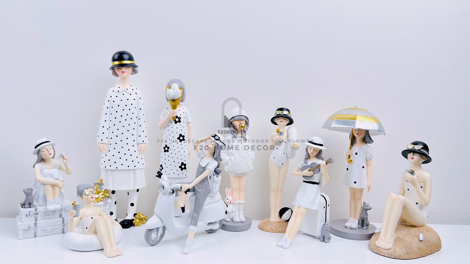 Tượng cô gái đáng yêu nhiều màu đa dạng màu sắc và mẫu mã