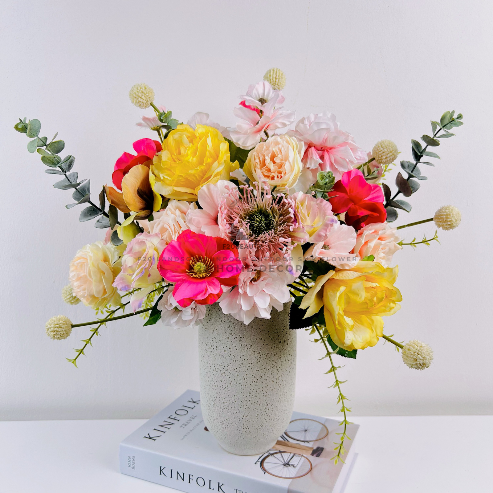 Bình hoa giả Rose Pinky cắm sẵn để bàn đẹp