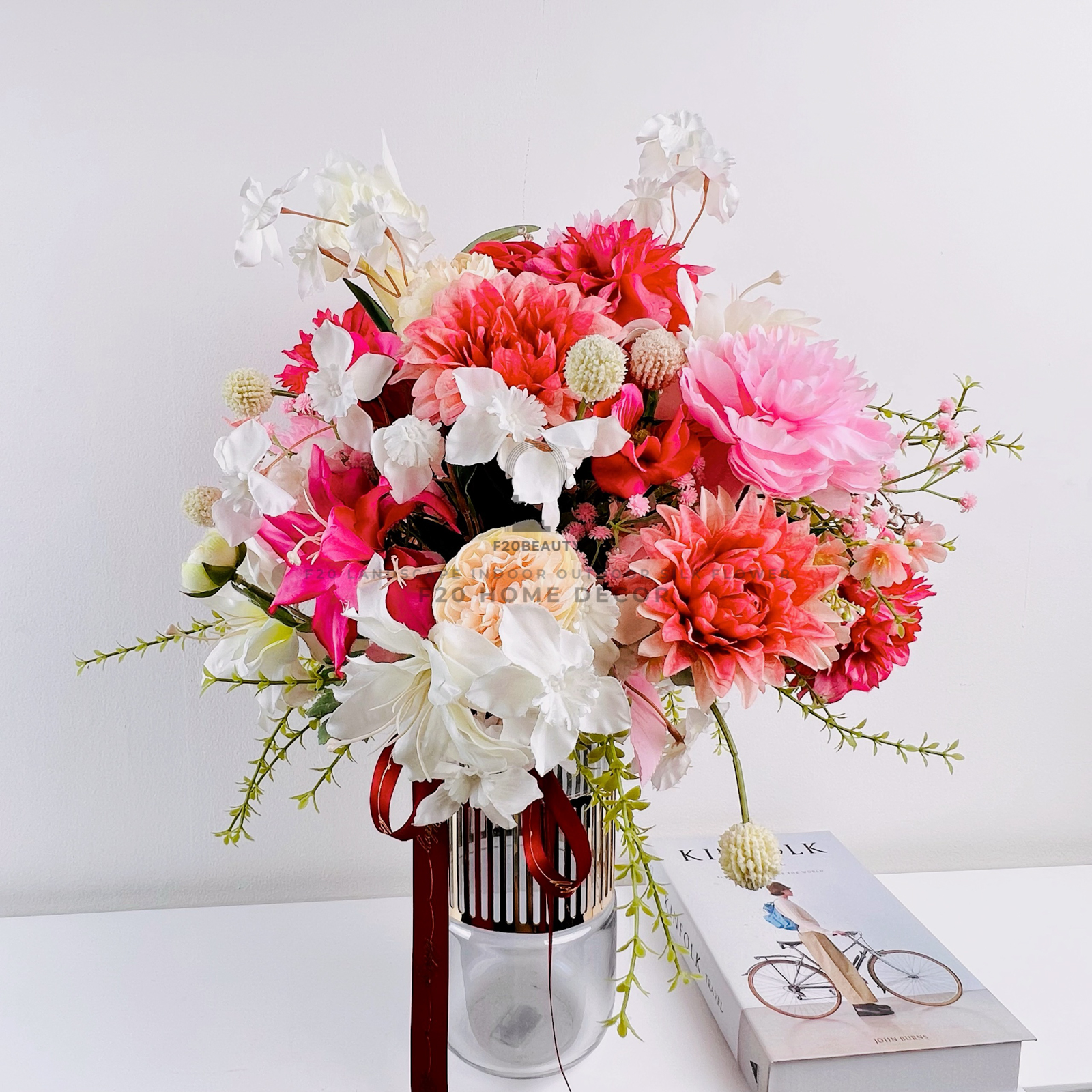 Bình hoa Nami giả cắm sẵn để bàn đẹp trang trí phòng khách