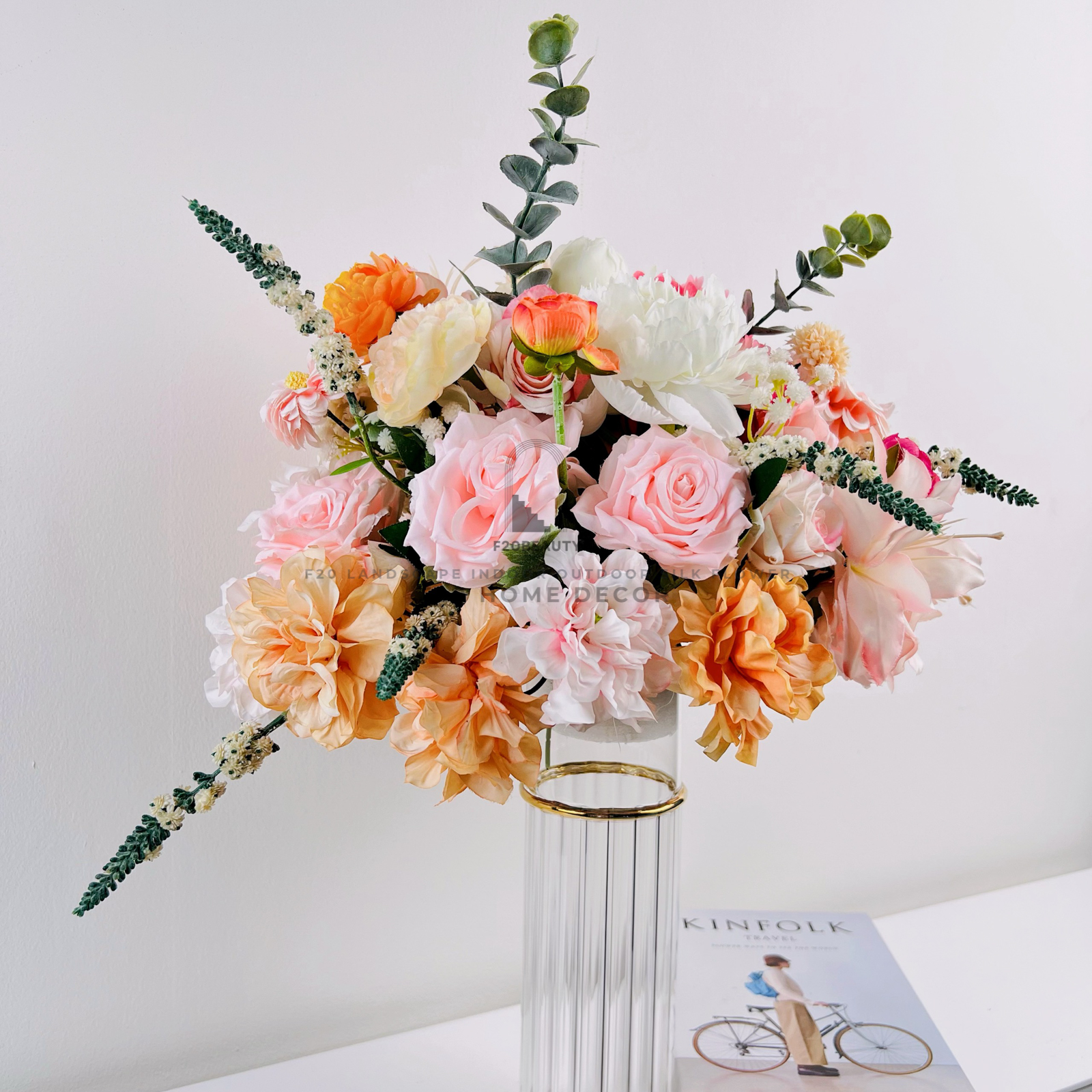 Bình hoa Tlinh giả cắm sẵn để bàn đẹp trang trí phòng ngủ