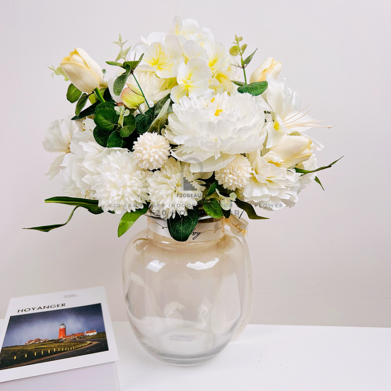 Bình hoa cẩm tú cầu giả cắm sẵn để bàn