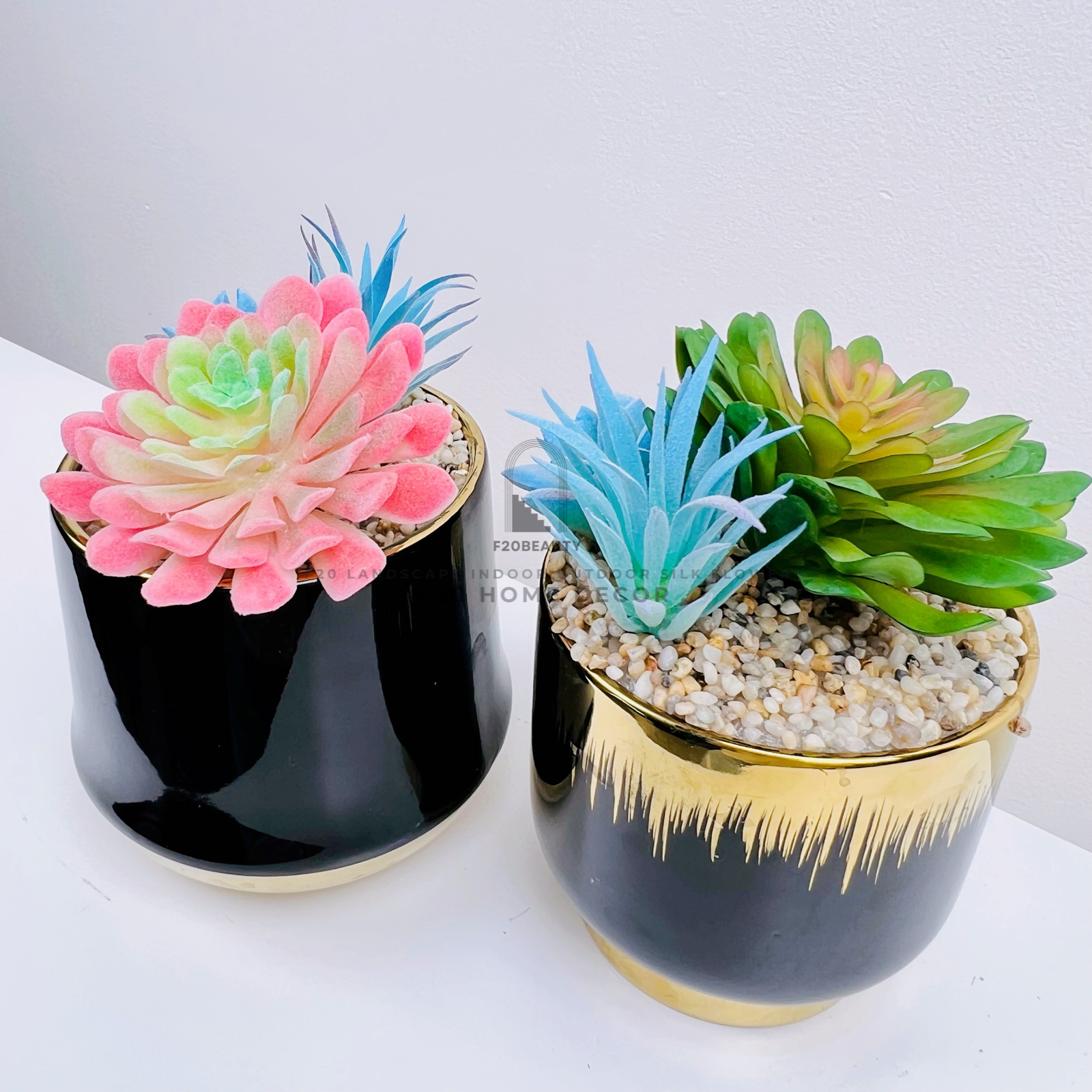 Châu cây sen đá Avge giả để bàn trang trí phòng tắm