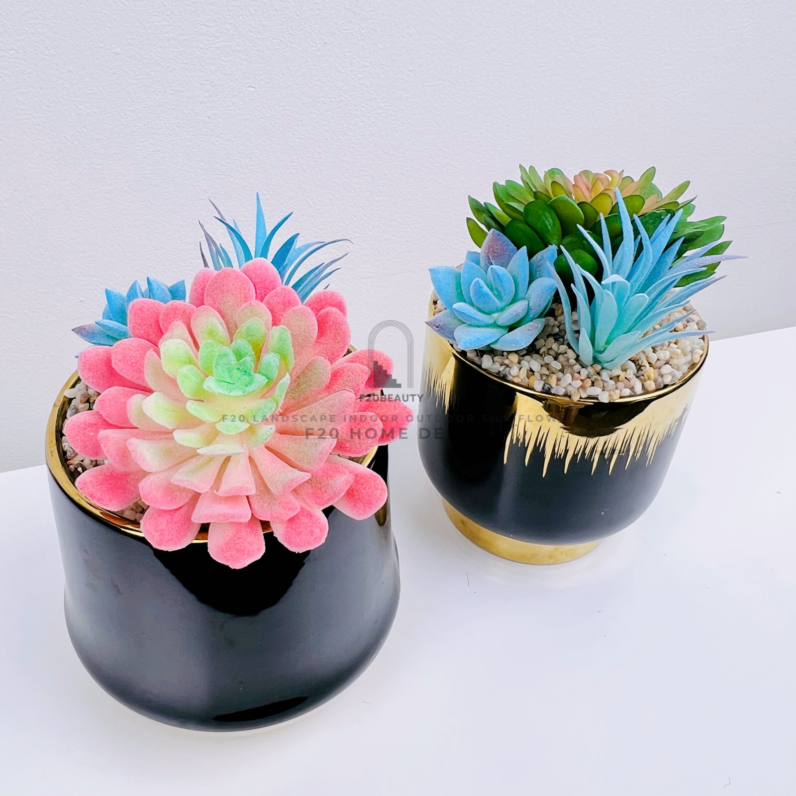 Châu cây sen đá Avge giả để bàn trang trí phòng bếp