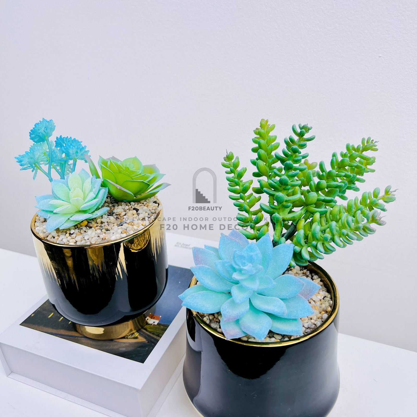 Chậu sen đá Monroe giả để bàn trang trí phòng khách