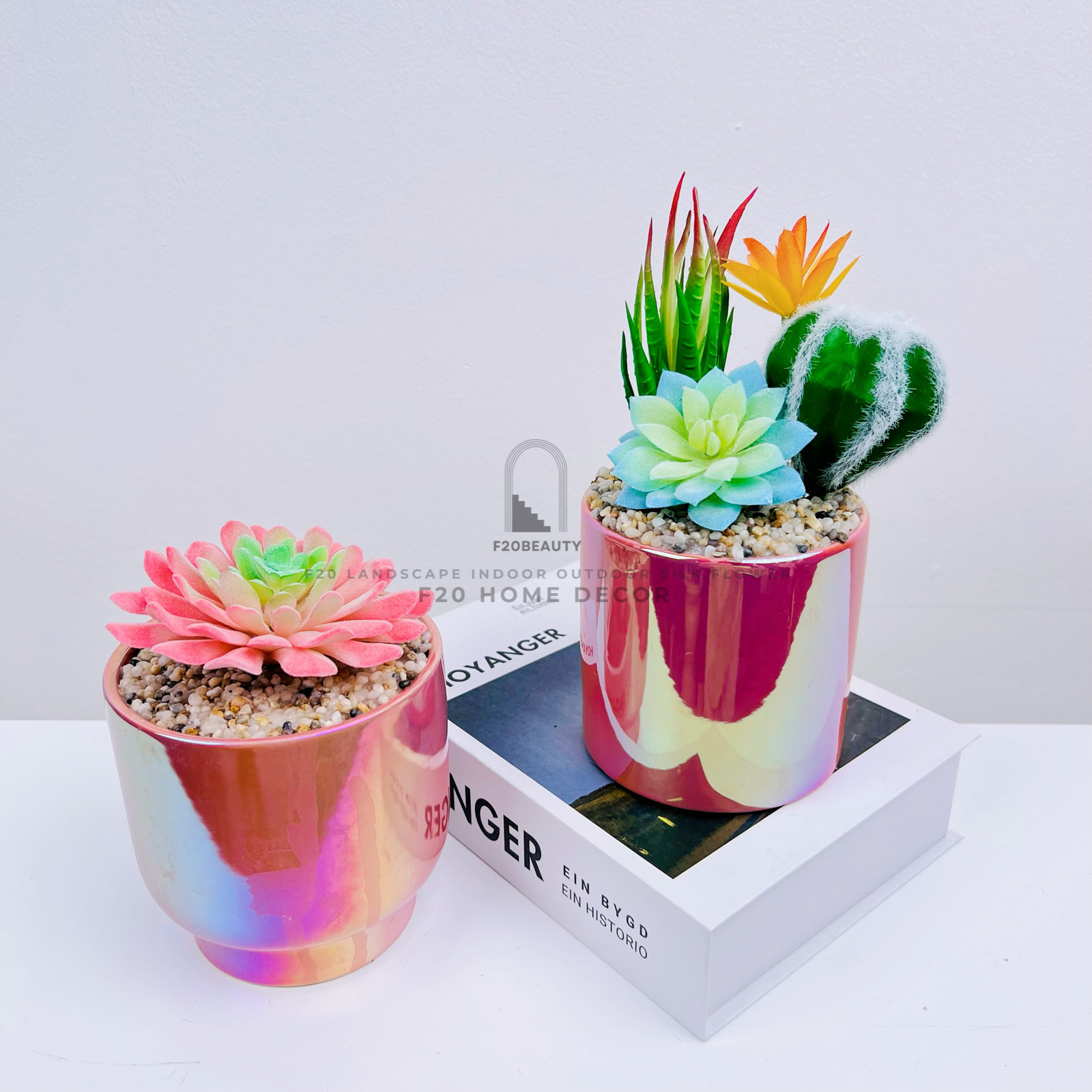 Chậu sen đá pha lê giả để bàn trang trí phòng khách