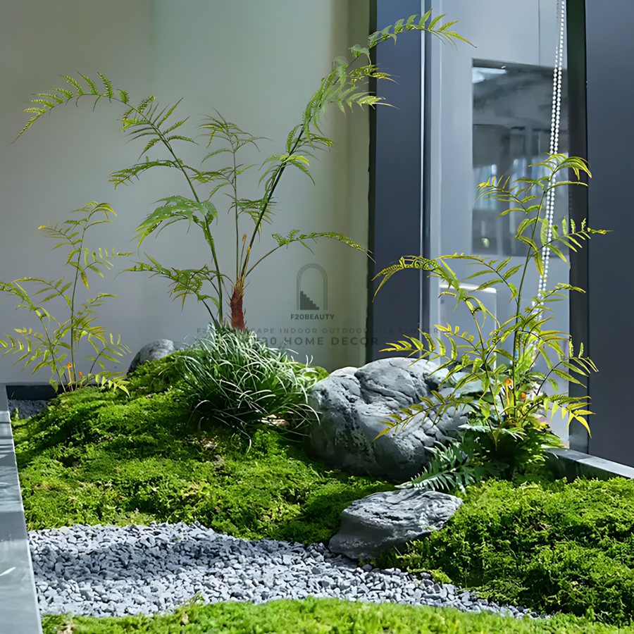 Tiểu cảnh cây dương xỉ giả trang trí không gian nội thất