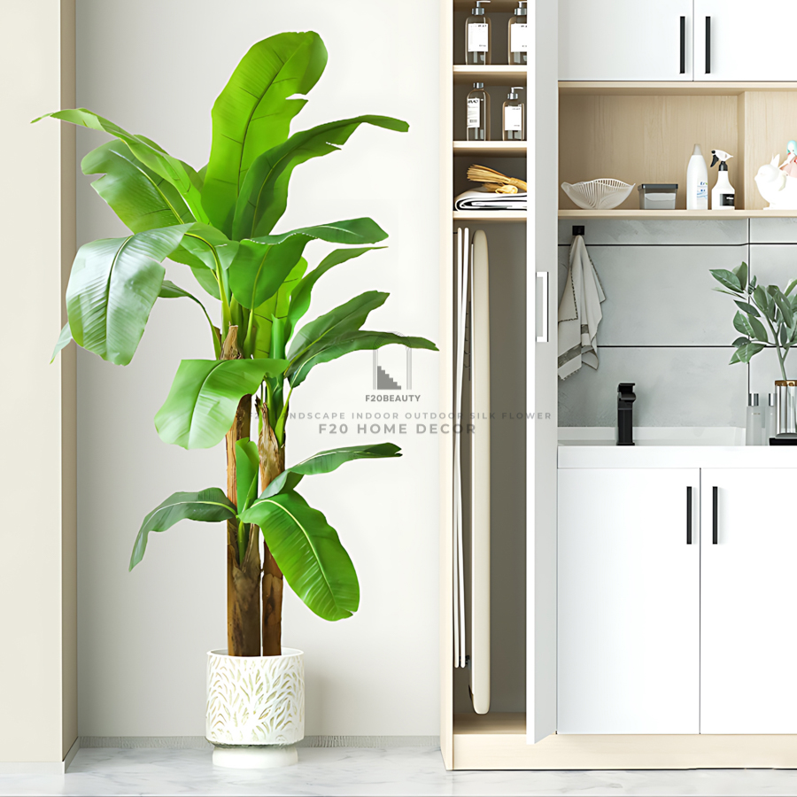 Cây chuối kiểng rẻ quạt thân to giả cao 210 cm trồng vào chậu trang trí góc phòng