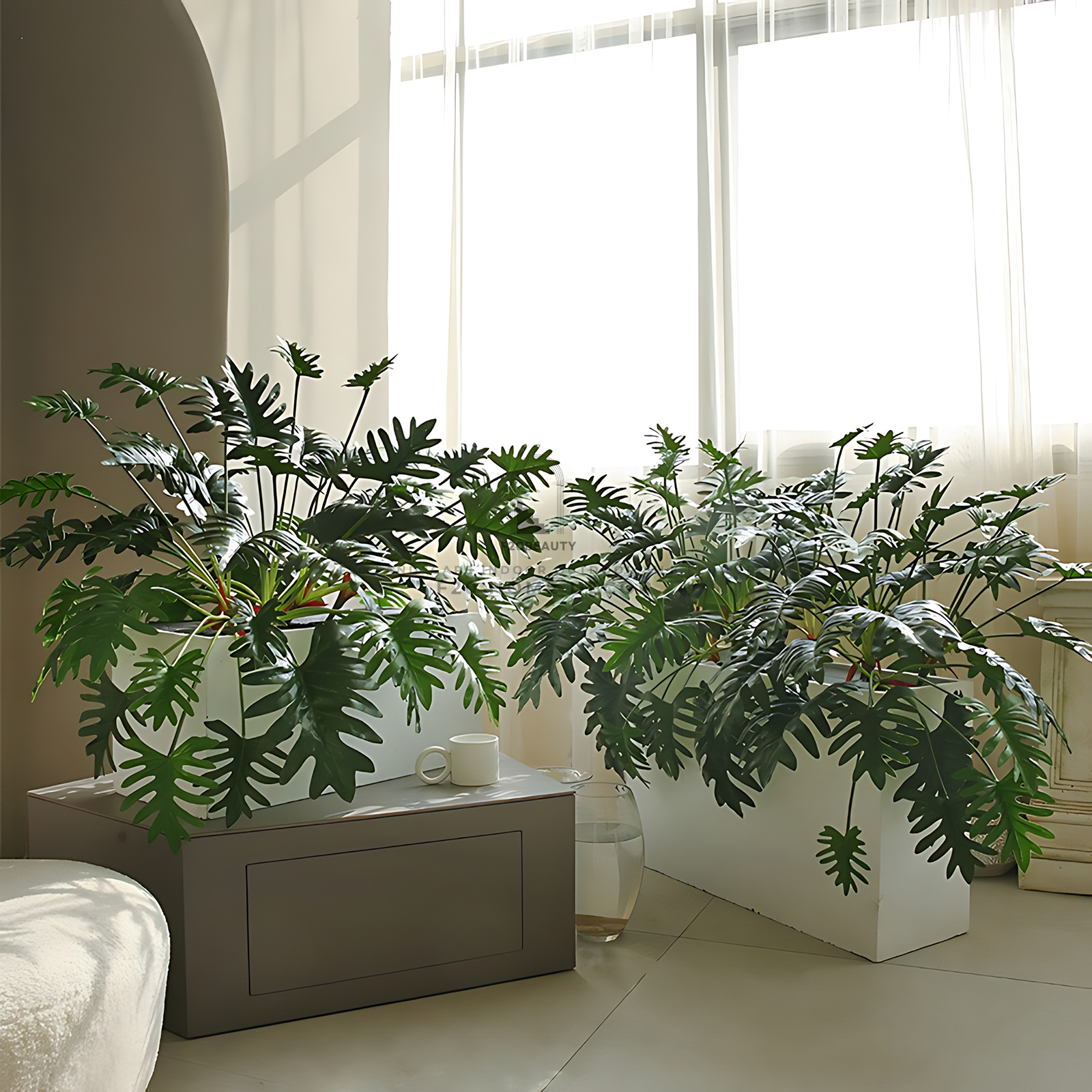 Cành cây Monstera giả loại cao cấp trang trí bồn cây theo phong cách Tropical