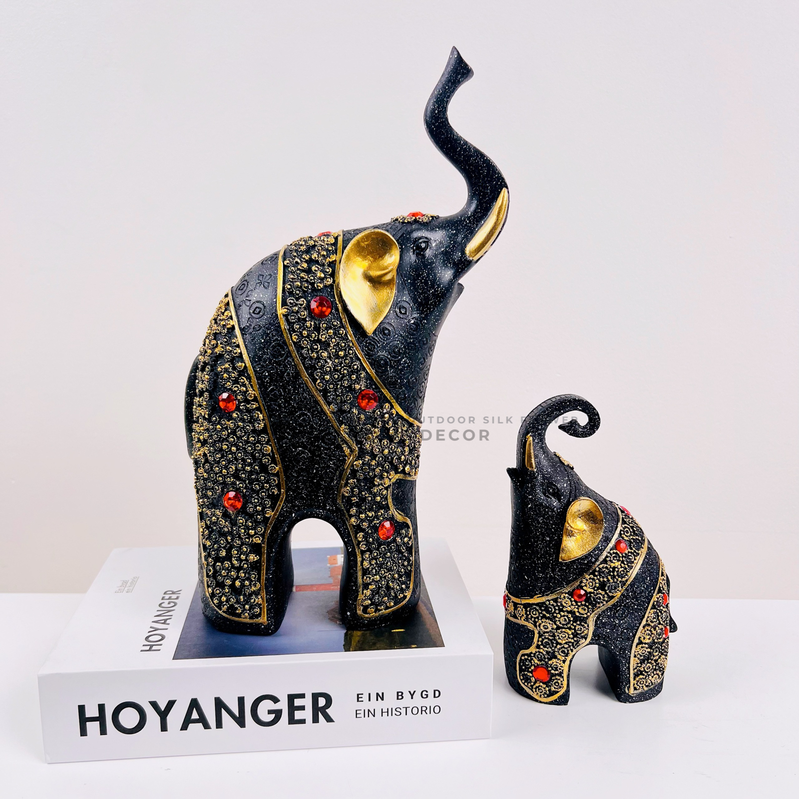 Tượng cặp voi phong thủy đính đá - Chúc may mắn và thành công cho người nhận