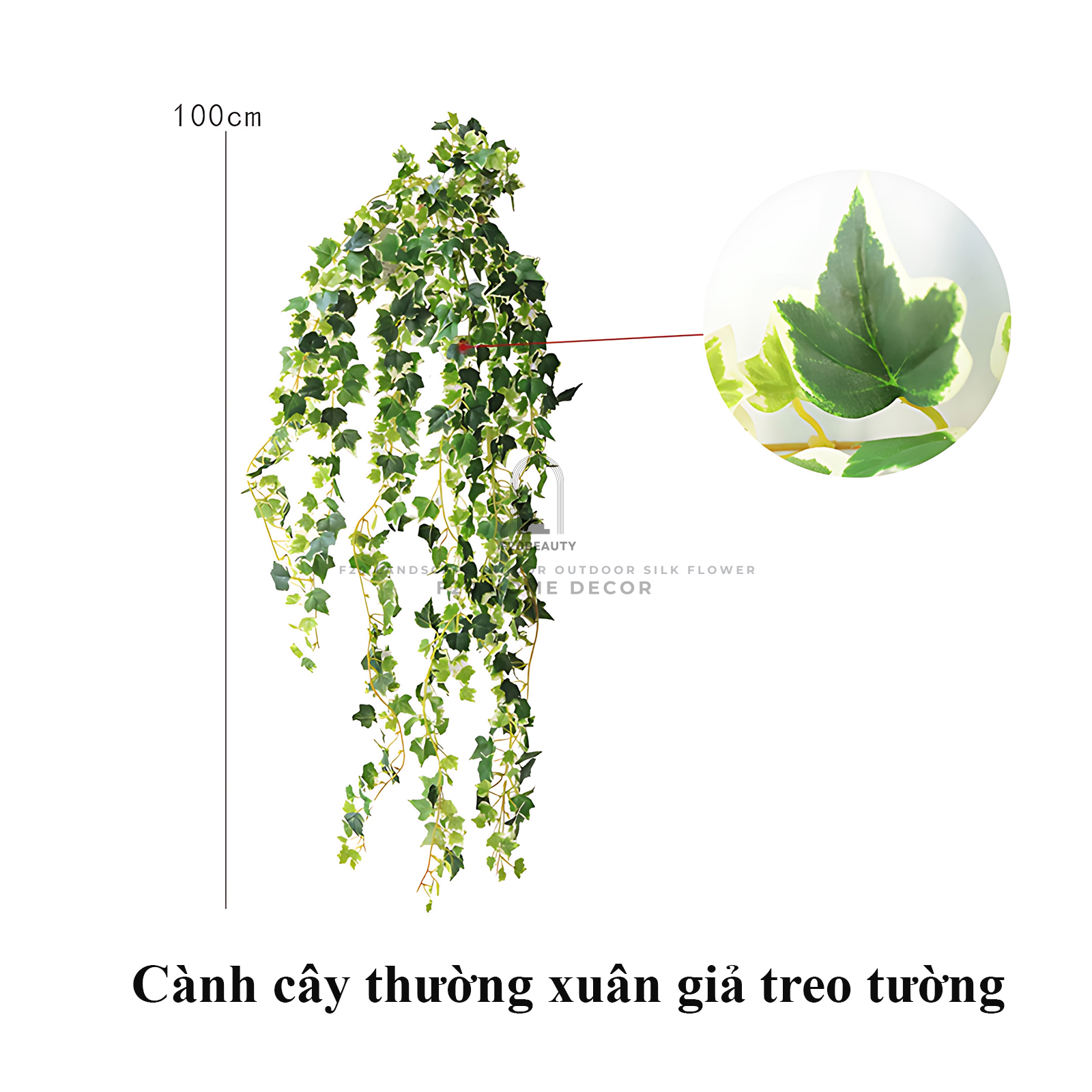 Chi tiết cành cây thường xuân giả treo tường với chiều cao 100 cm