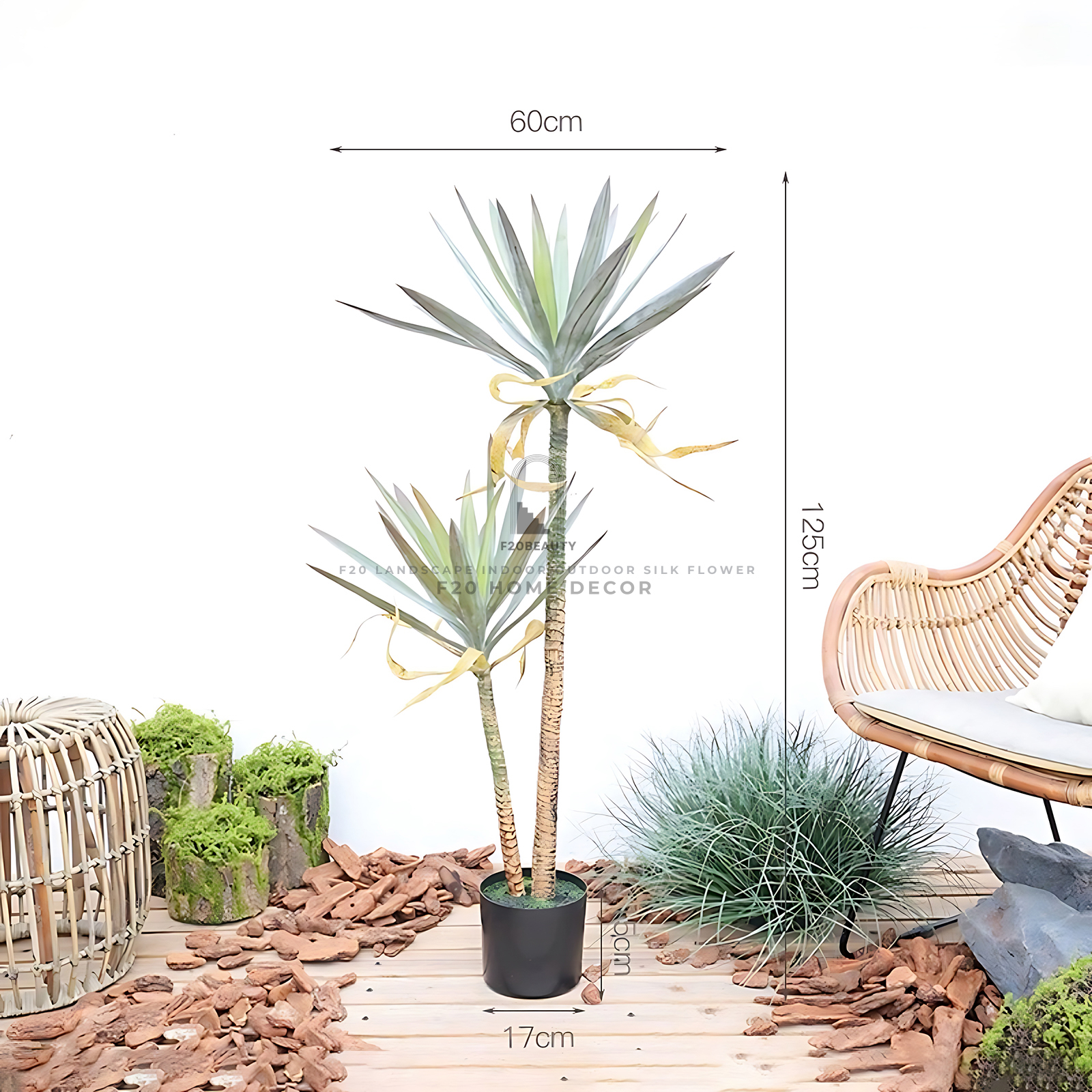 Hình ảnh chi tiết cây phát tài núi cổ điển giả có chiều cao 120 cm
