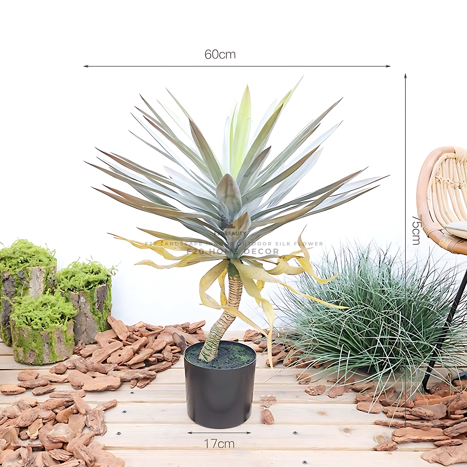 Hình ảnh chi tiết cây phát tài núi cổ điển giả có chiều cao 75 cm