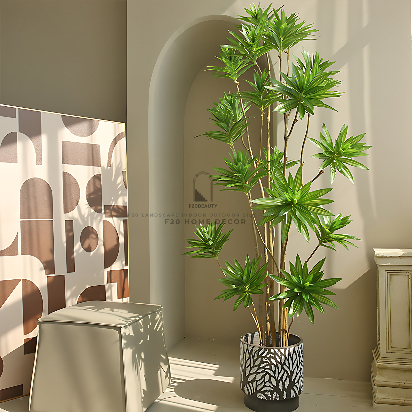 Hình ảnh cây thủy trúc giả 17 nhánh trang trí không gian Studio theo phong cách tối giản