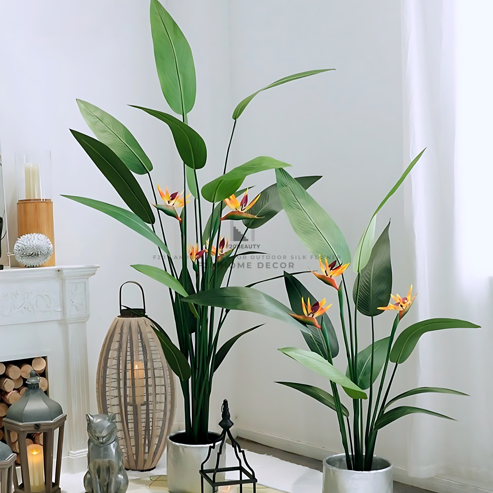 Hình ảnh cây thiên điểu giả trang trí decor không gian nội thất