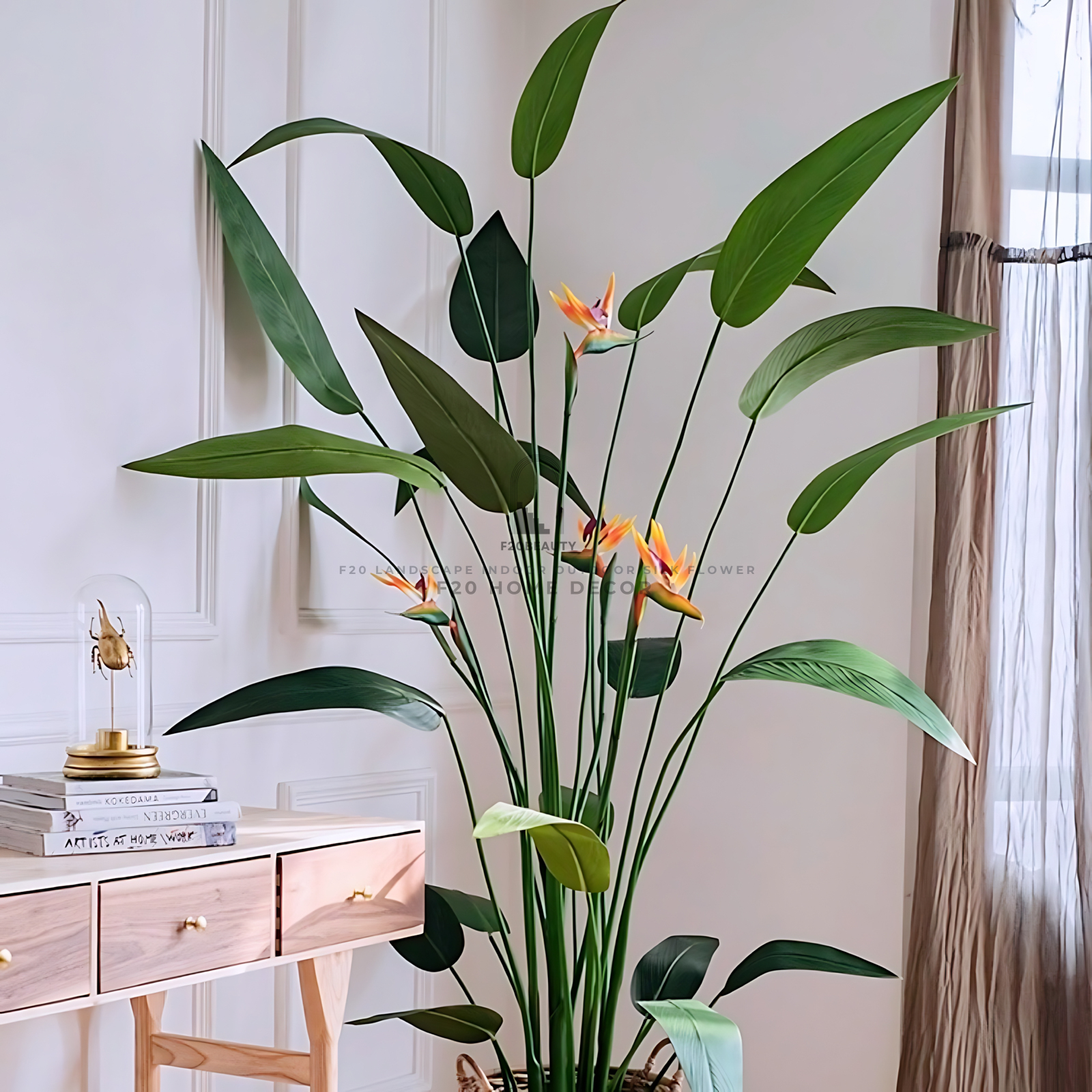 Hình ảnh chi tiết cành, lá và hoa thiên điểu giả