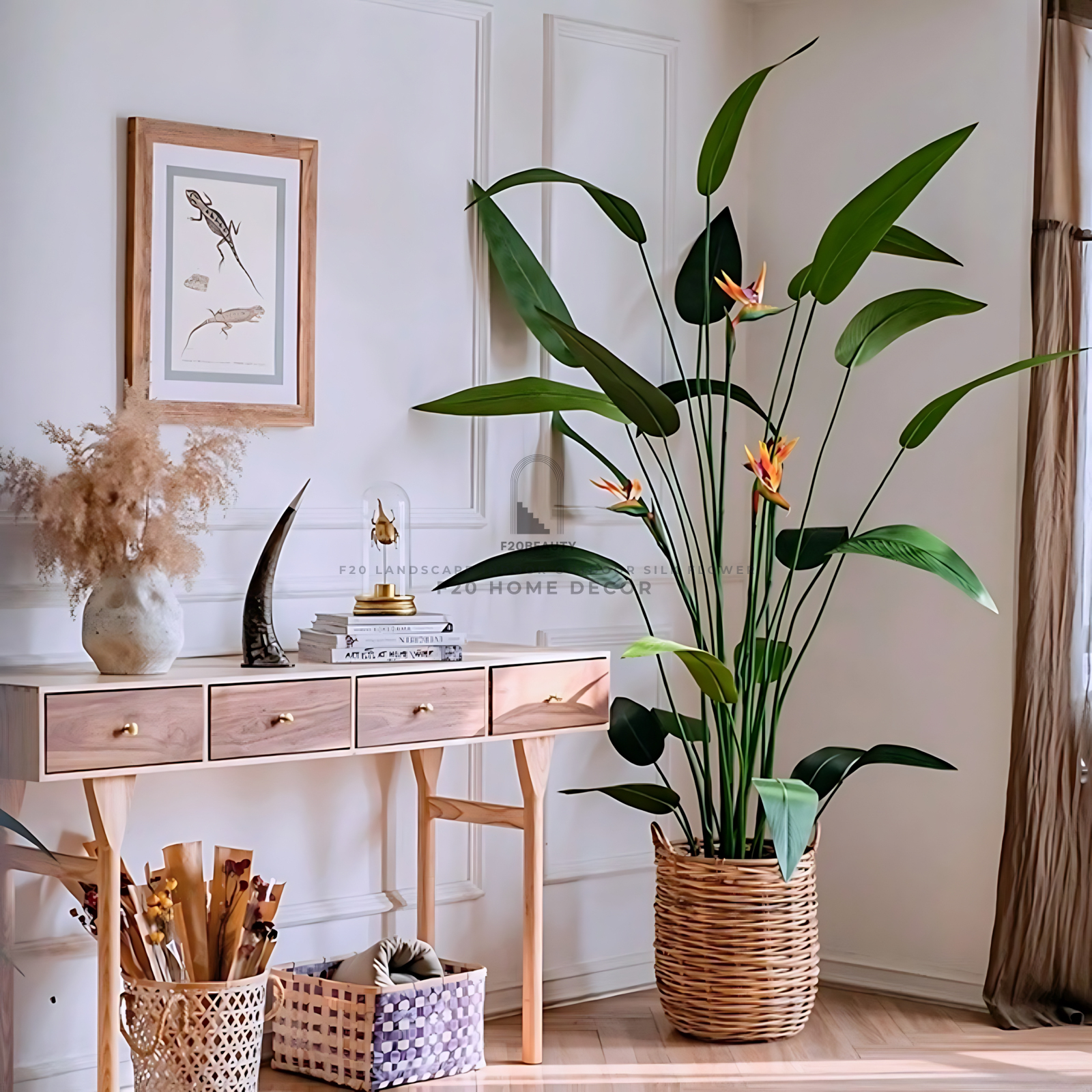 Cây thiên điểu giả phong cách Tropical trang trí không gian quán cafe