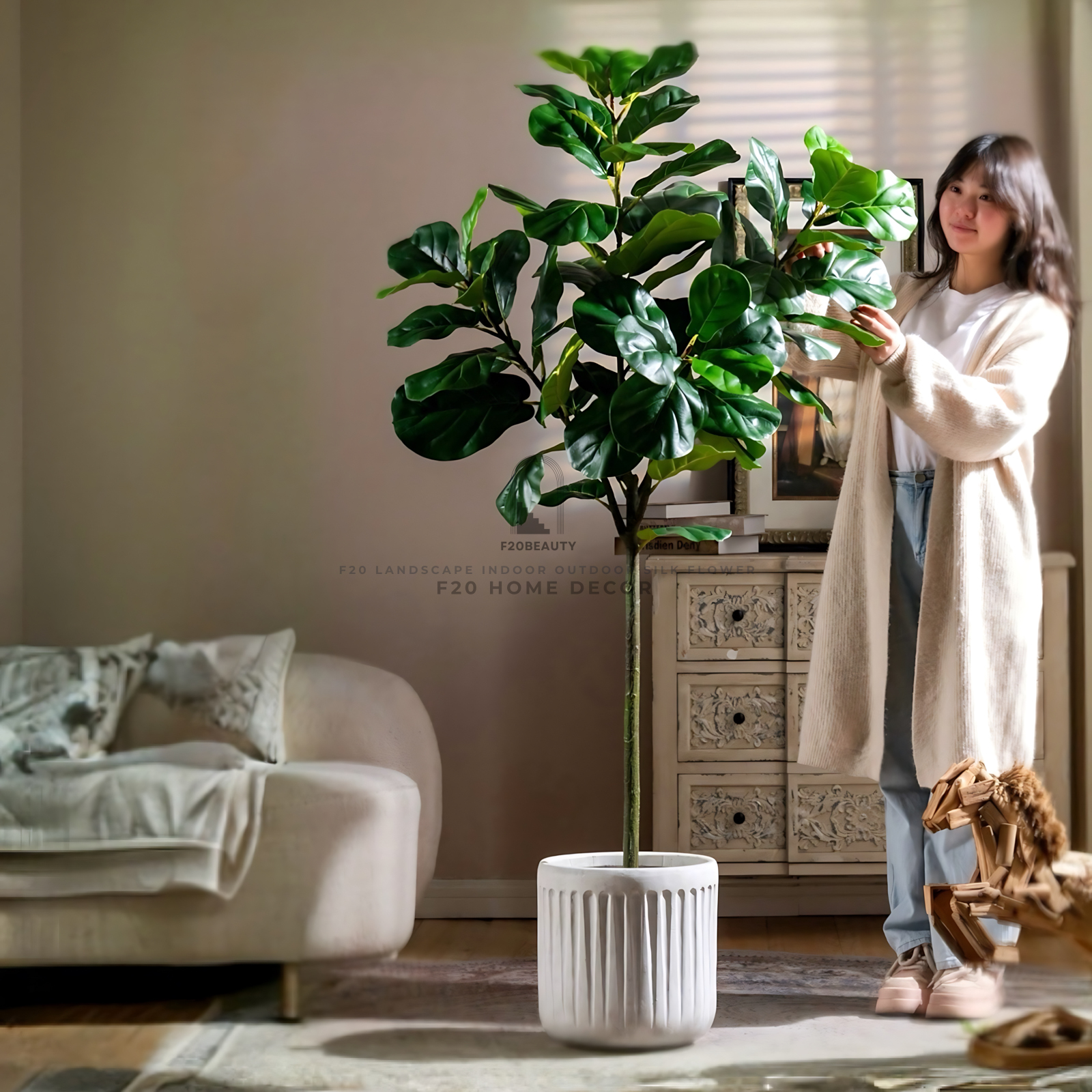 Cây Bàng Singapore giả cao 180 cm dáng thẳng, với chất liệu cao cấp, vân lá tinh xảo, đẹp như thật