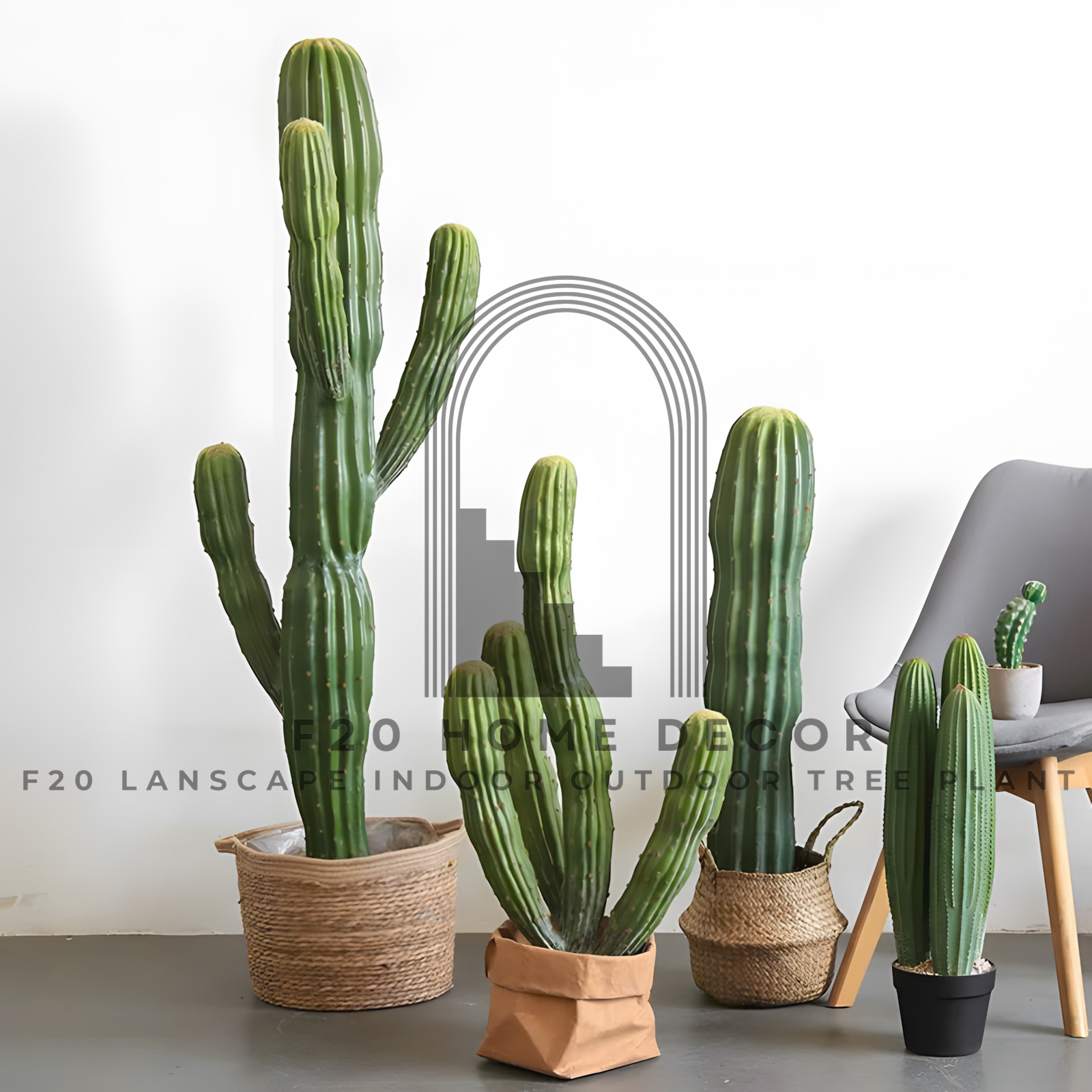 Hình ảnh chi tiết cây xương rồng cột giả trong trang trí không gian nội thất