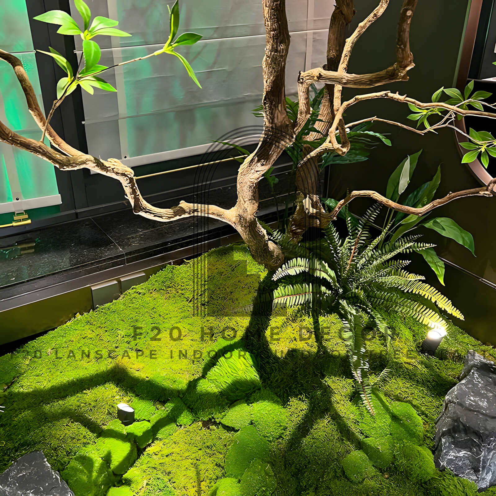 Hình ảnh chi tiết thân và cành lá Asabi giả