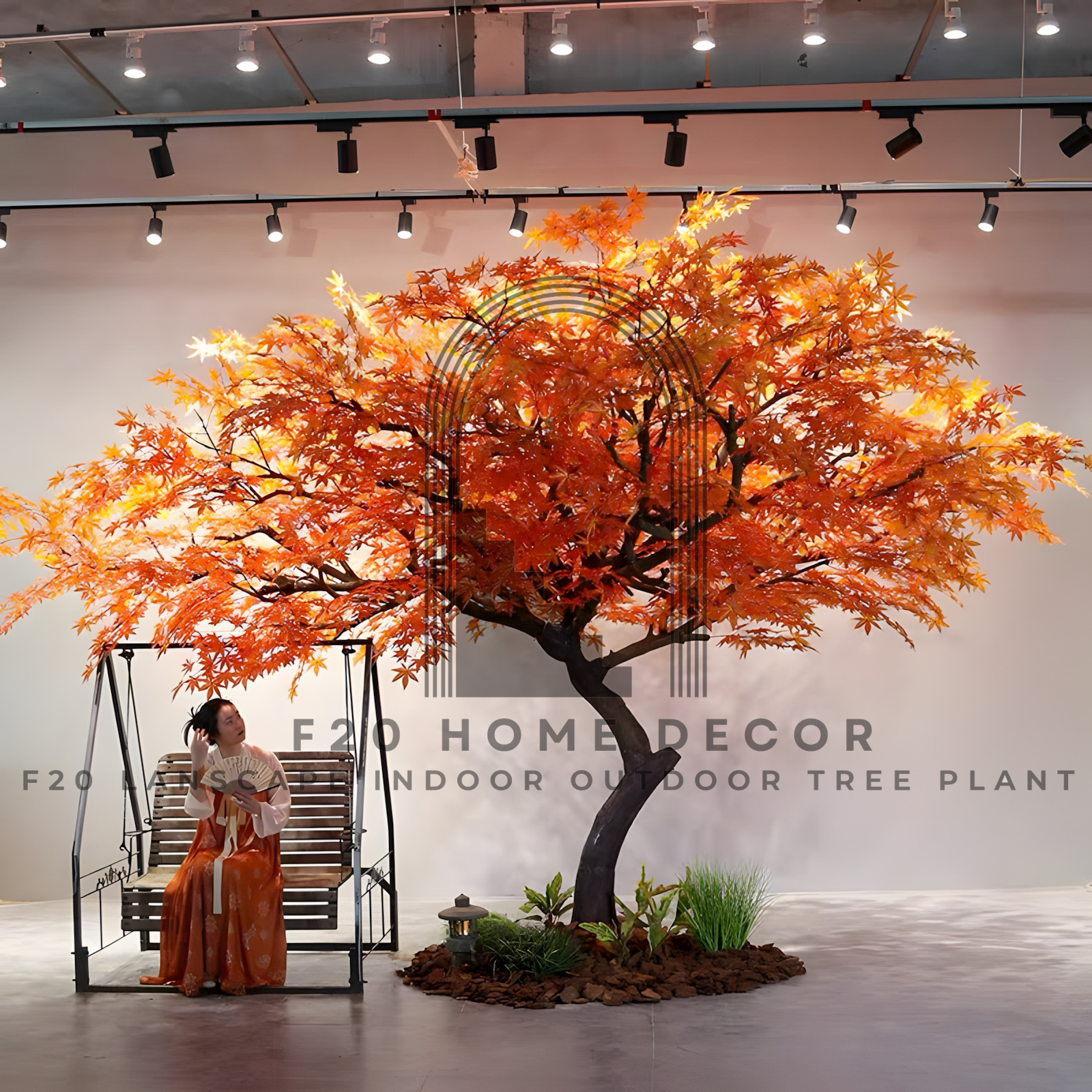 Cây phong lá đỏ giả phong cách Nhật Bản trang trí mùa thu