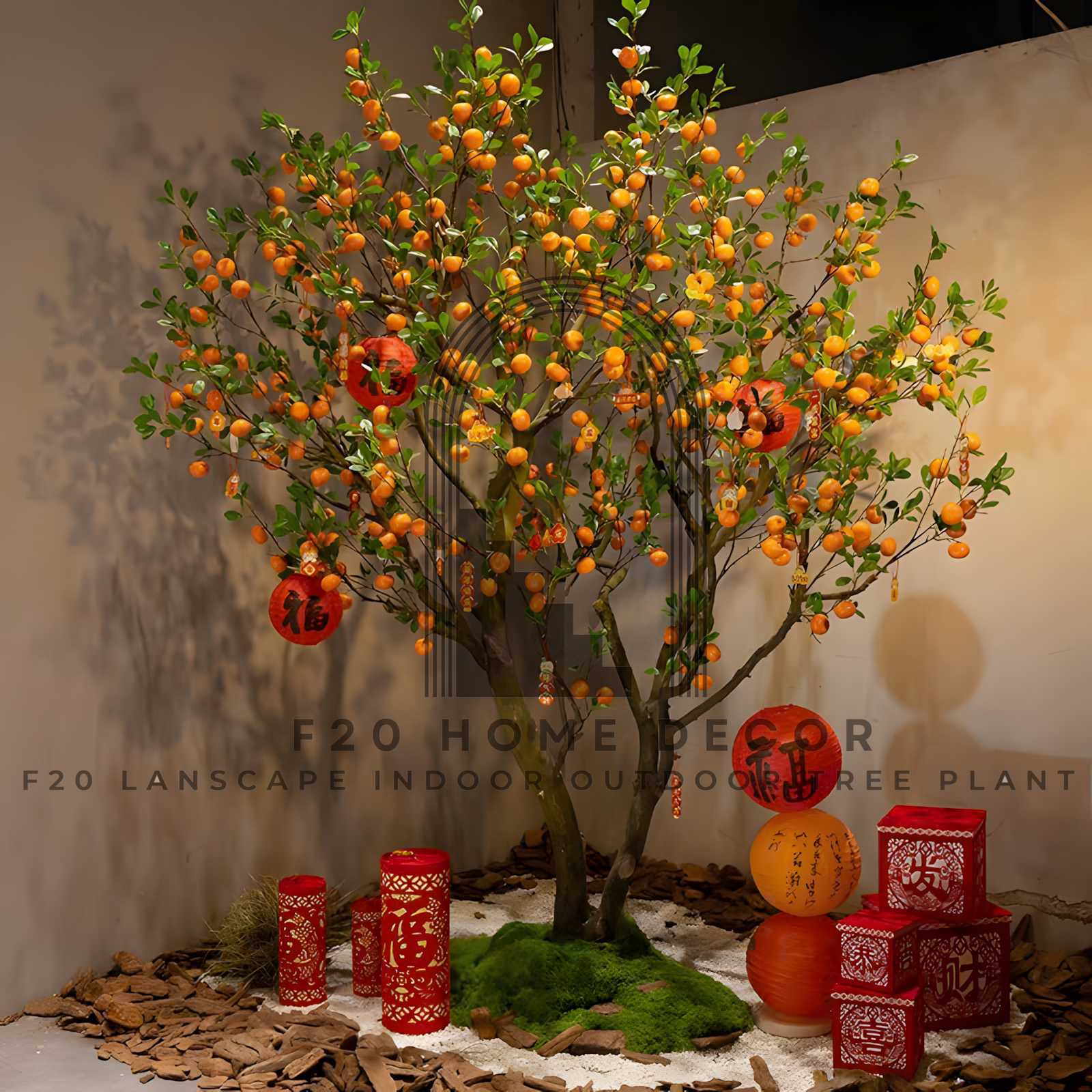 Cây quất giả trang trí quán cafe ngày Tết mang nhiều ý nghĩa phong thuỷ tốt đẹp