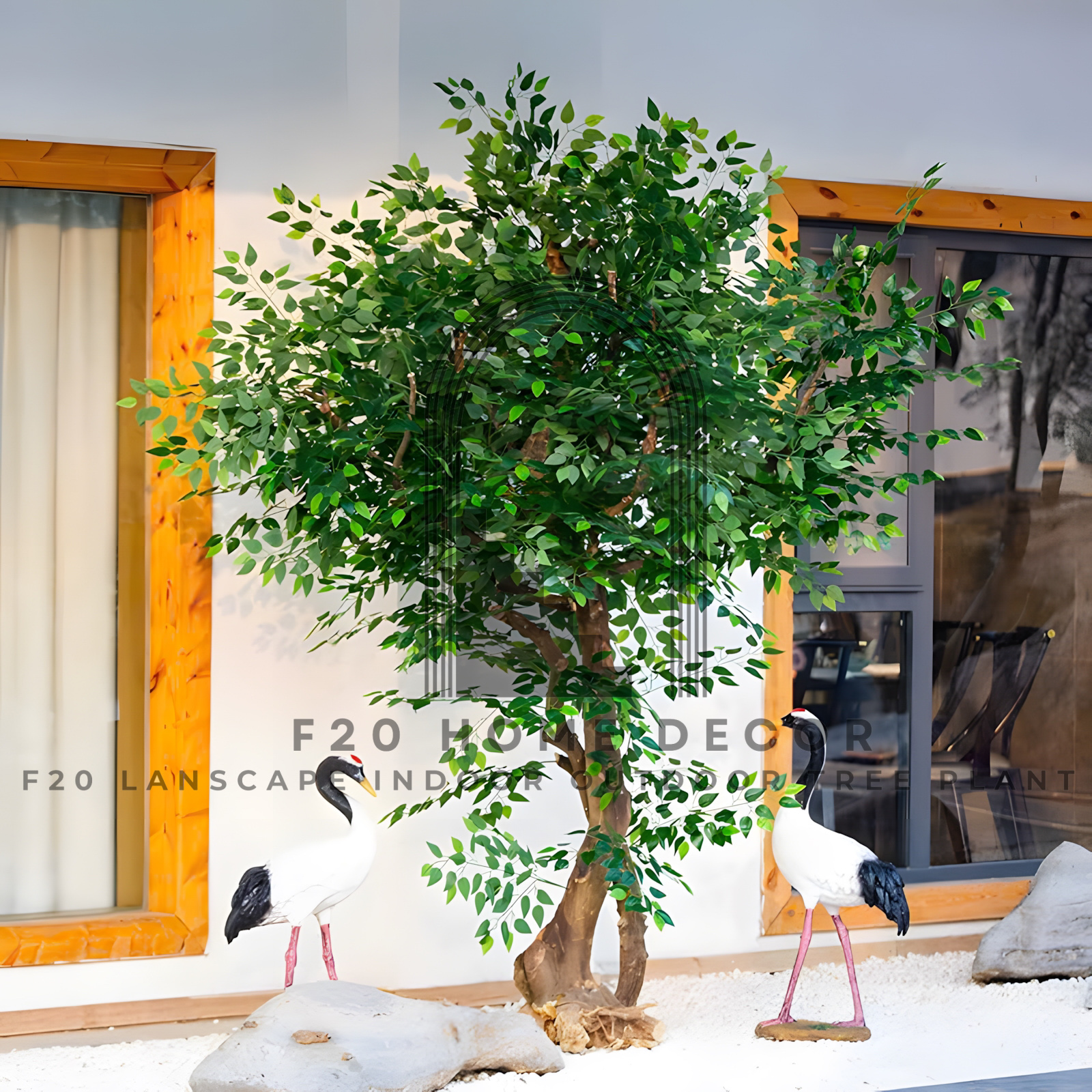 Cây si giả thân gỗ trang trí quán cafe