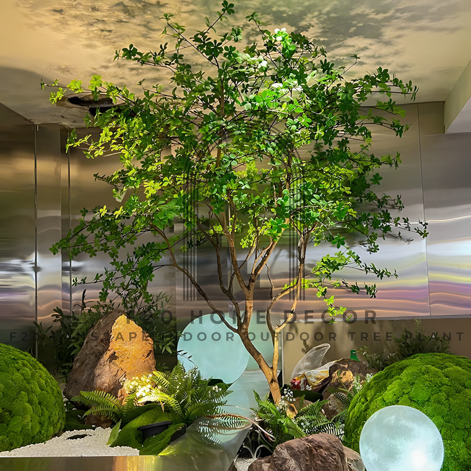 Cây thạch nam giả trang trí quán cafe với màu xanh bắt mắt, thu hút