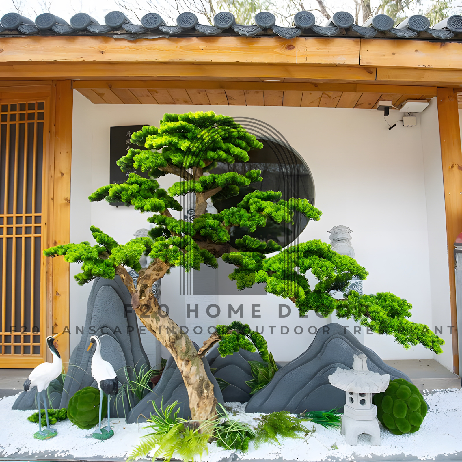 Cây Tùng Bonsai giả dáng thác đổ trang trí nhà hàng