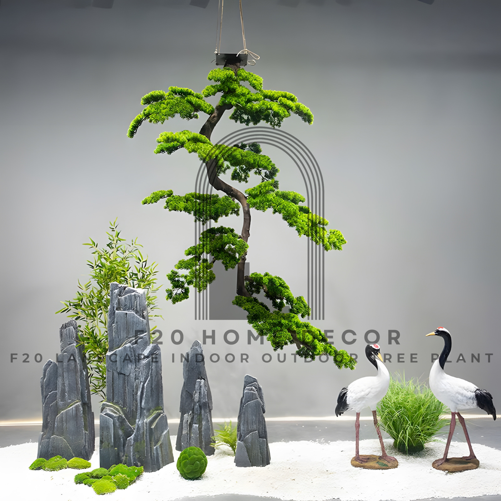 Cây Tùng Bonsai dáng thác đổ treo tường trang trí tiểu cảnh
