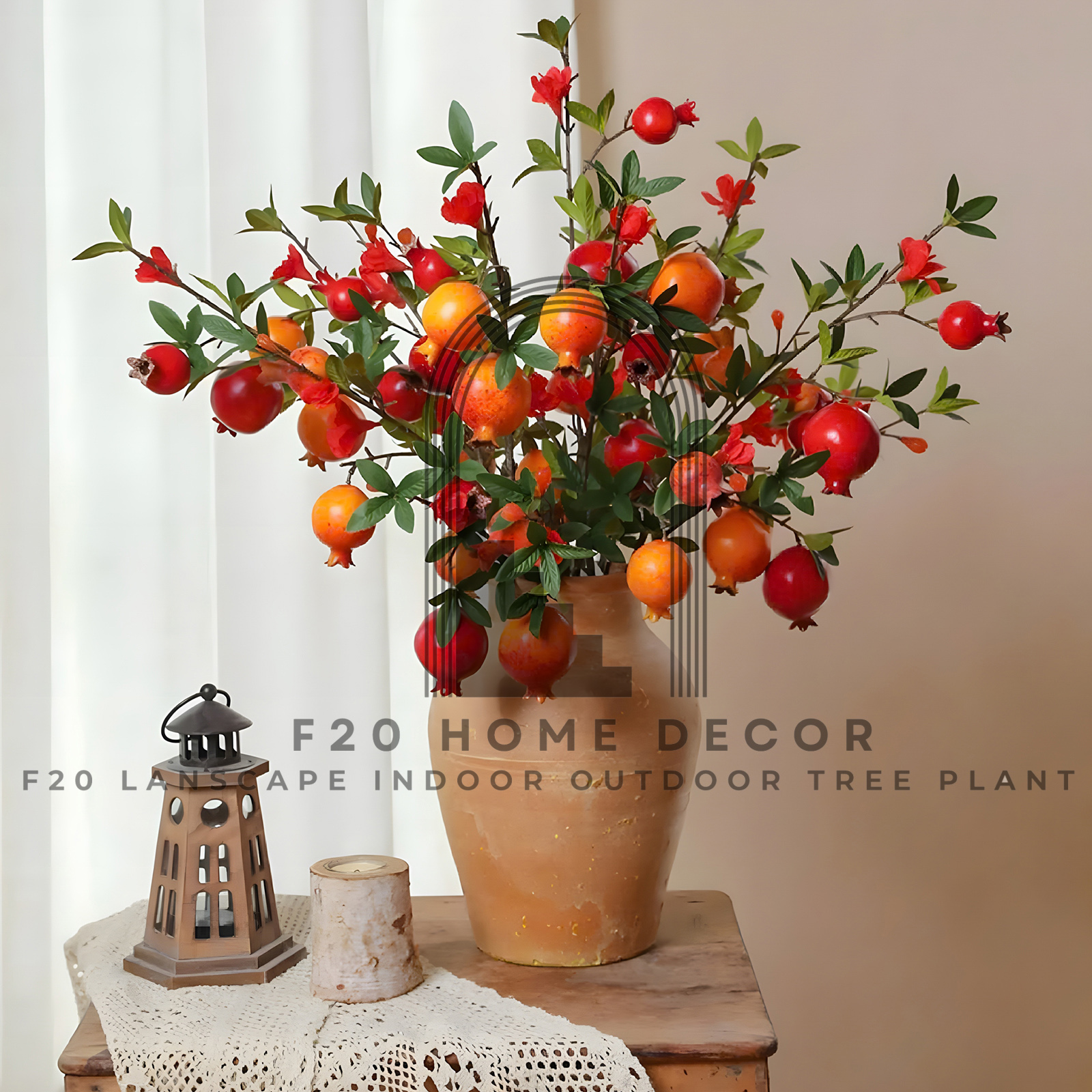 Cành cây lựu giả 5 quả có hoa