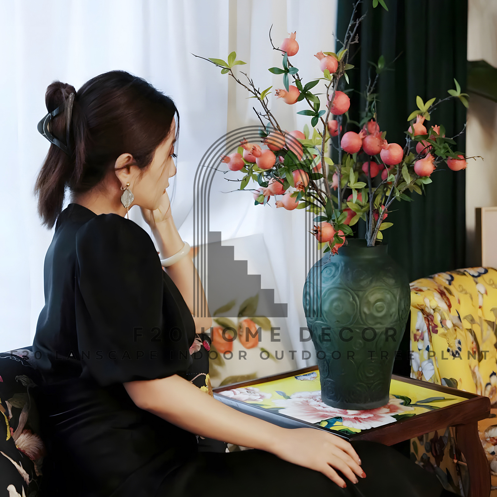 Cành lựu 6 quả trang trí không gian sống