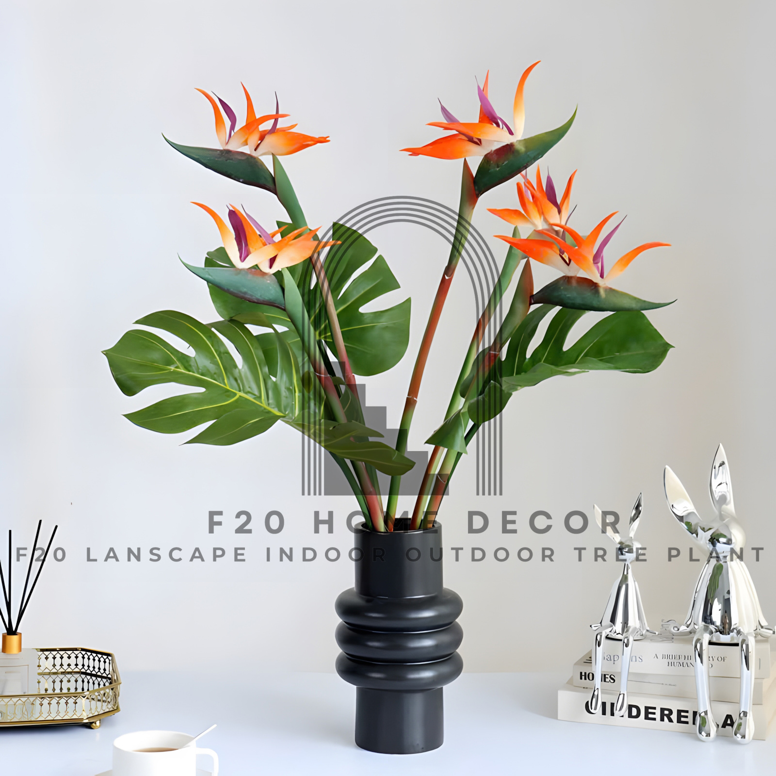 Cách bày trí cành lá Montera trầu bà giả trong trang trí