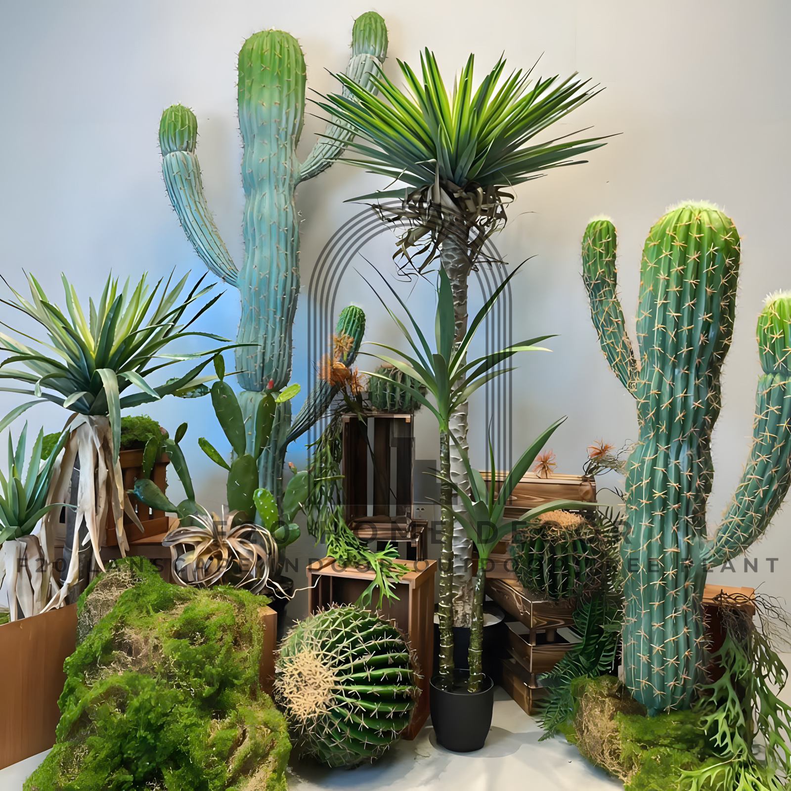 Chi tiết Tiểu cảnh xương rồng tai thỏ mix phát tài giả decor Studio