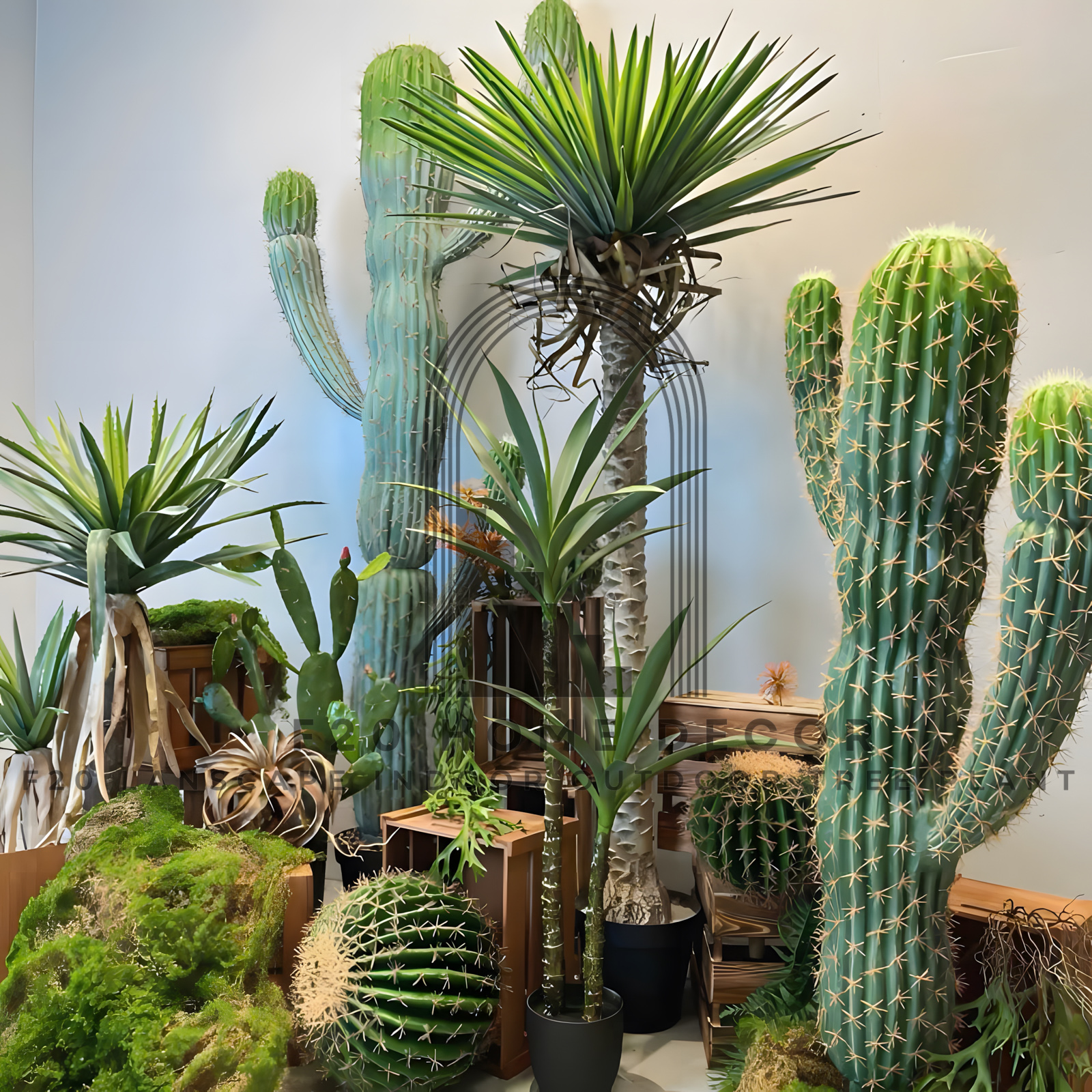 Hình ảnh cụ thể Tiểu cảnh xương rồng tai thỏ mix phát tài giả decor Studio