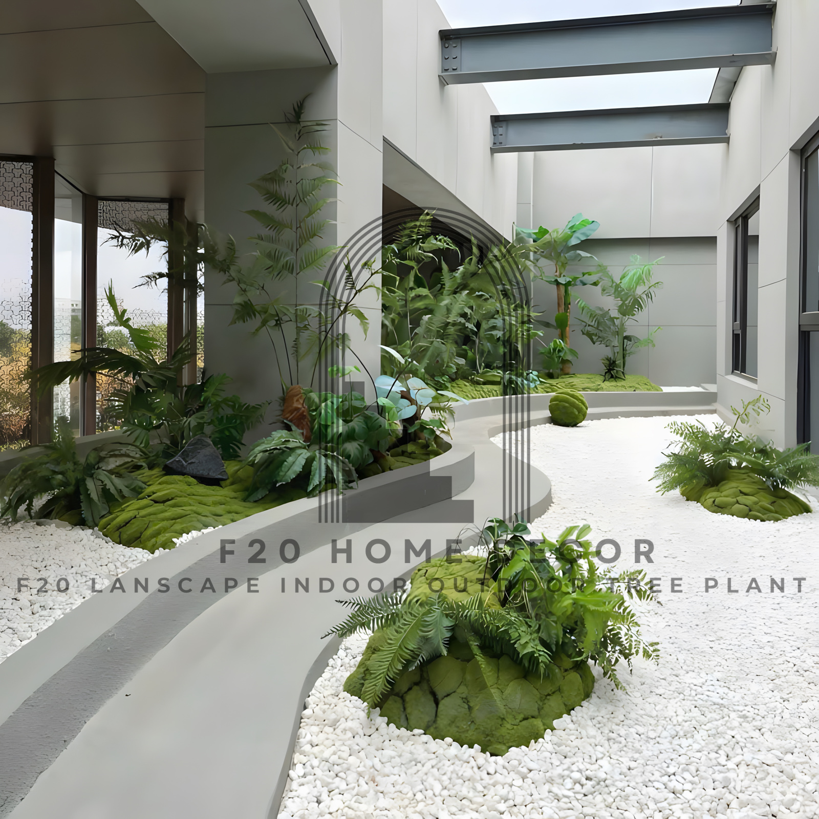 Chi tiết tiểu cảnh sân thượng với cây giả